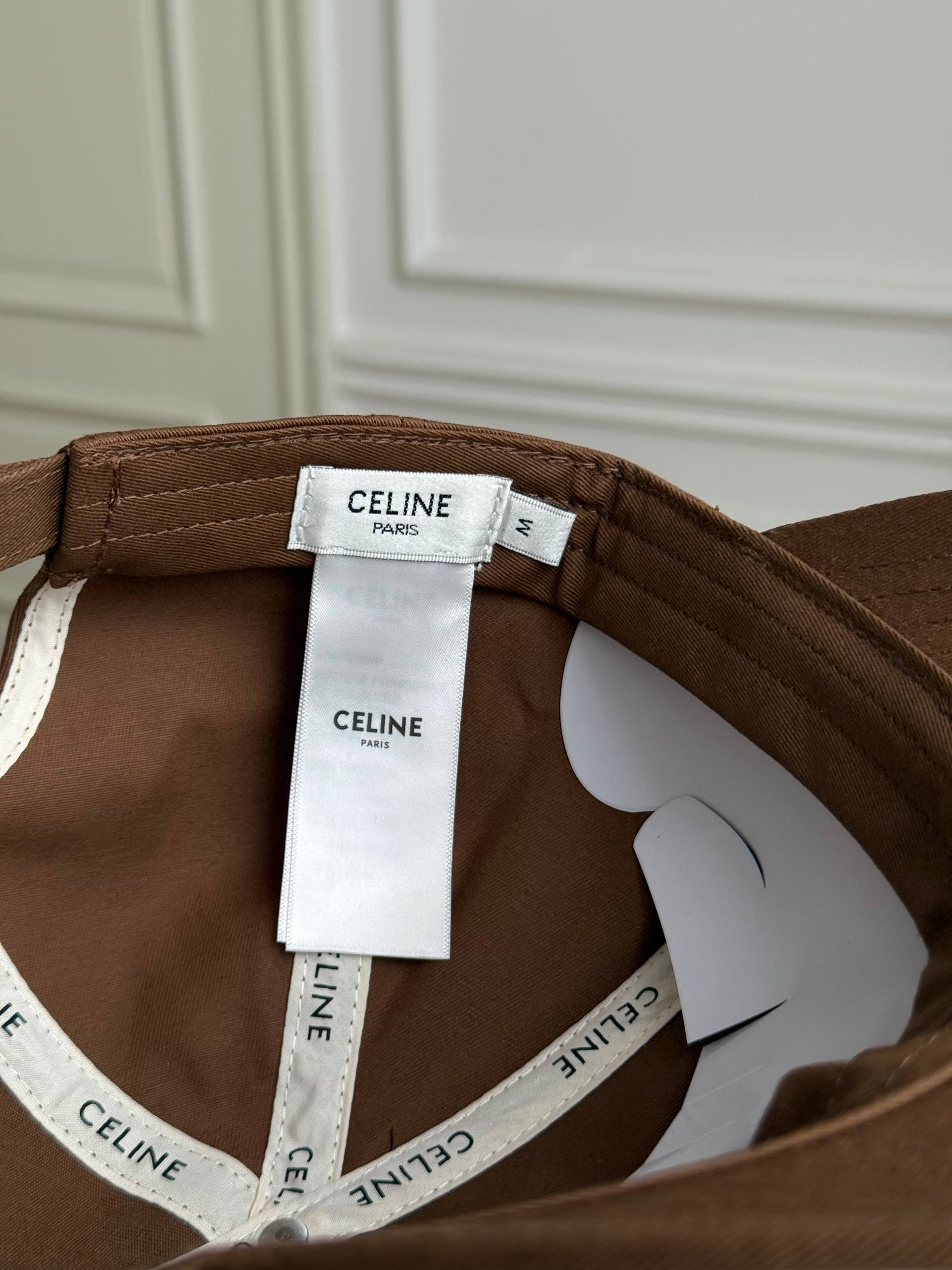 Celine Triomphe Logo Embroidered Brown Baseball Cap