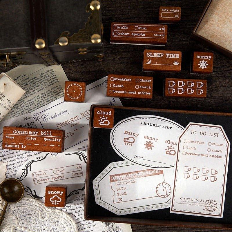 7012 Wooden Stamp Set Weekly Calendar Series