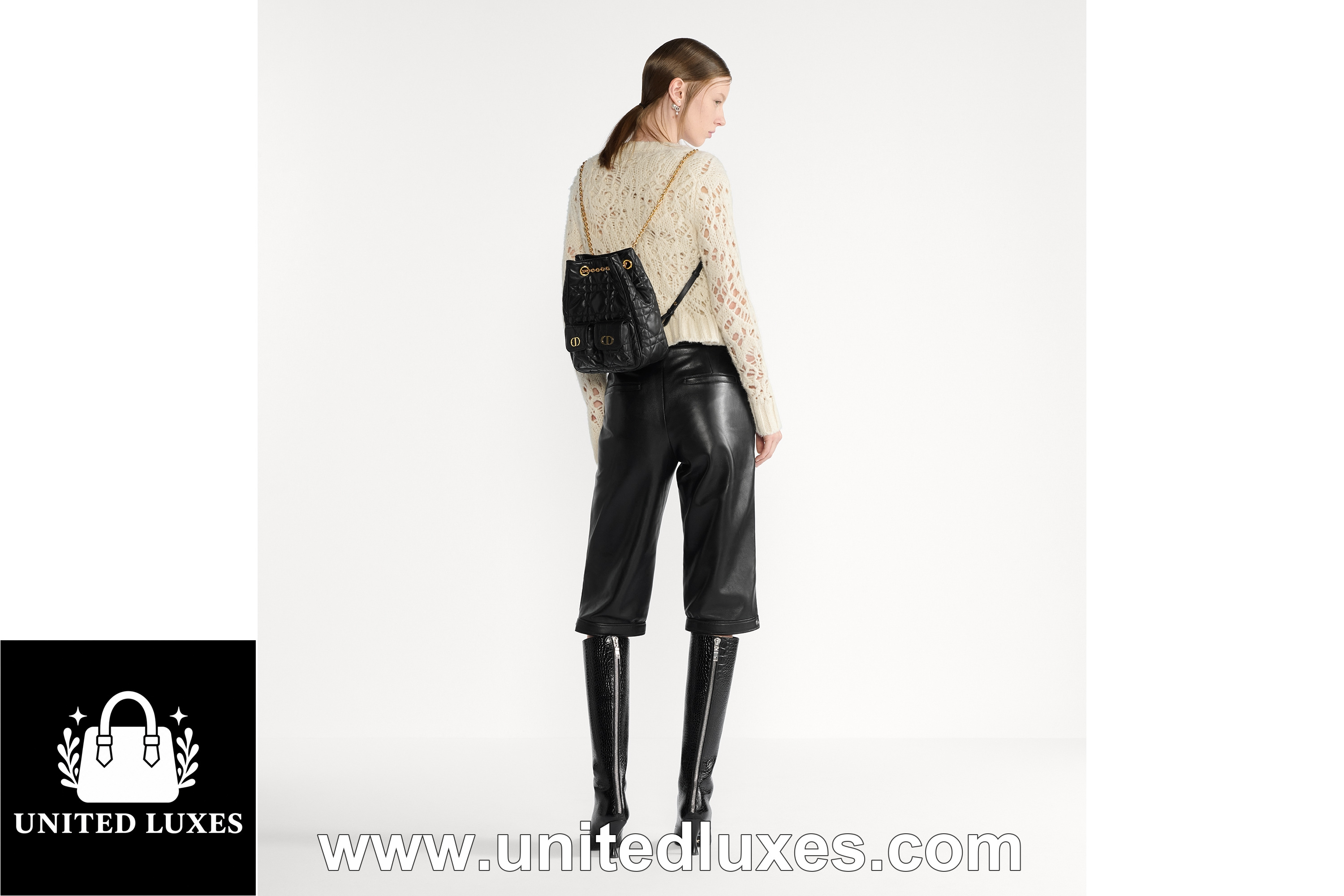 Replica Medium Dior Caro Multicarry Backpack with Chain
