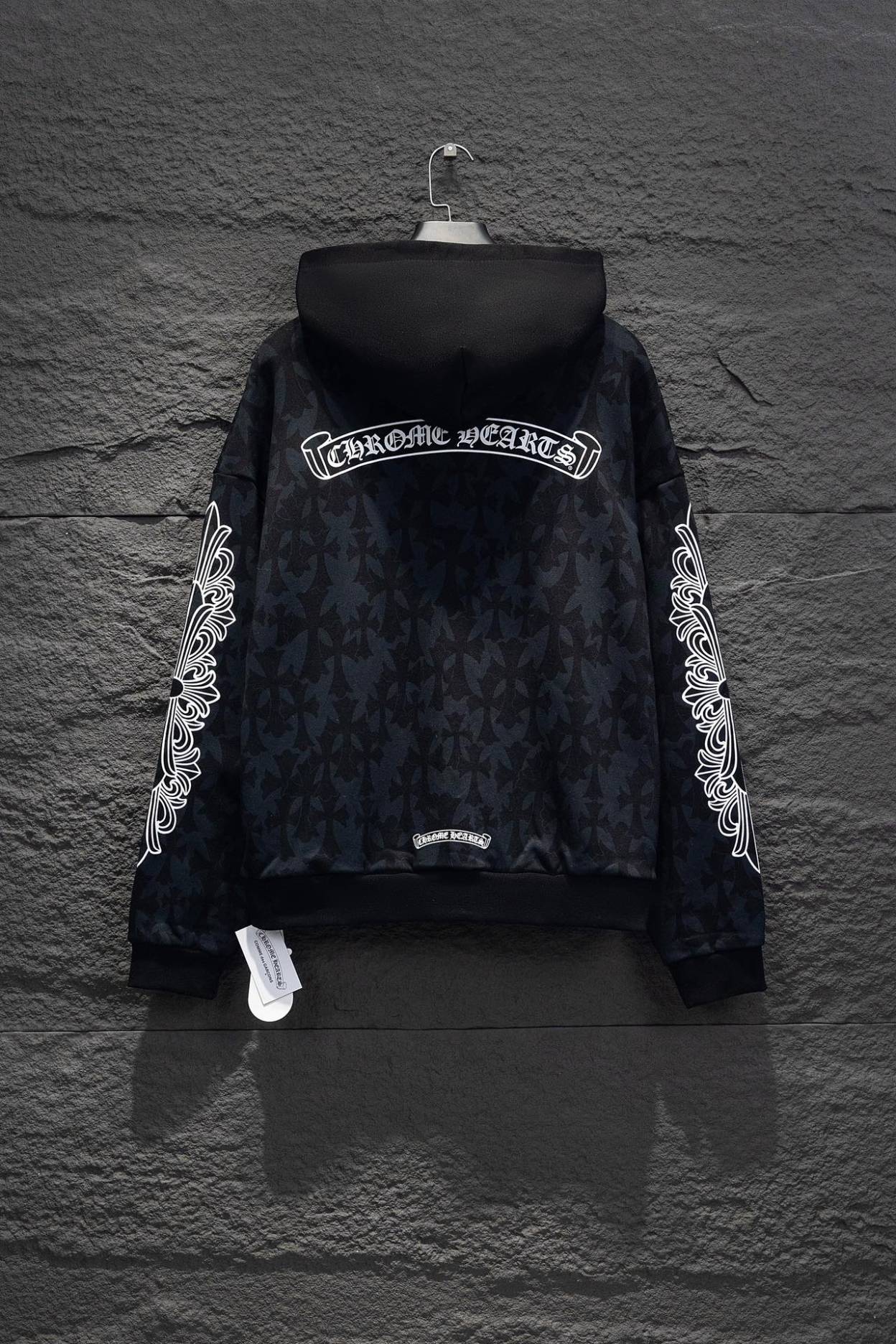 Chrome Heart dark lines Cross Zipper Hoodie