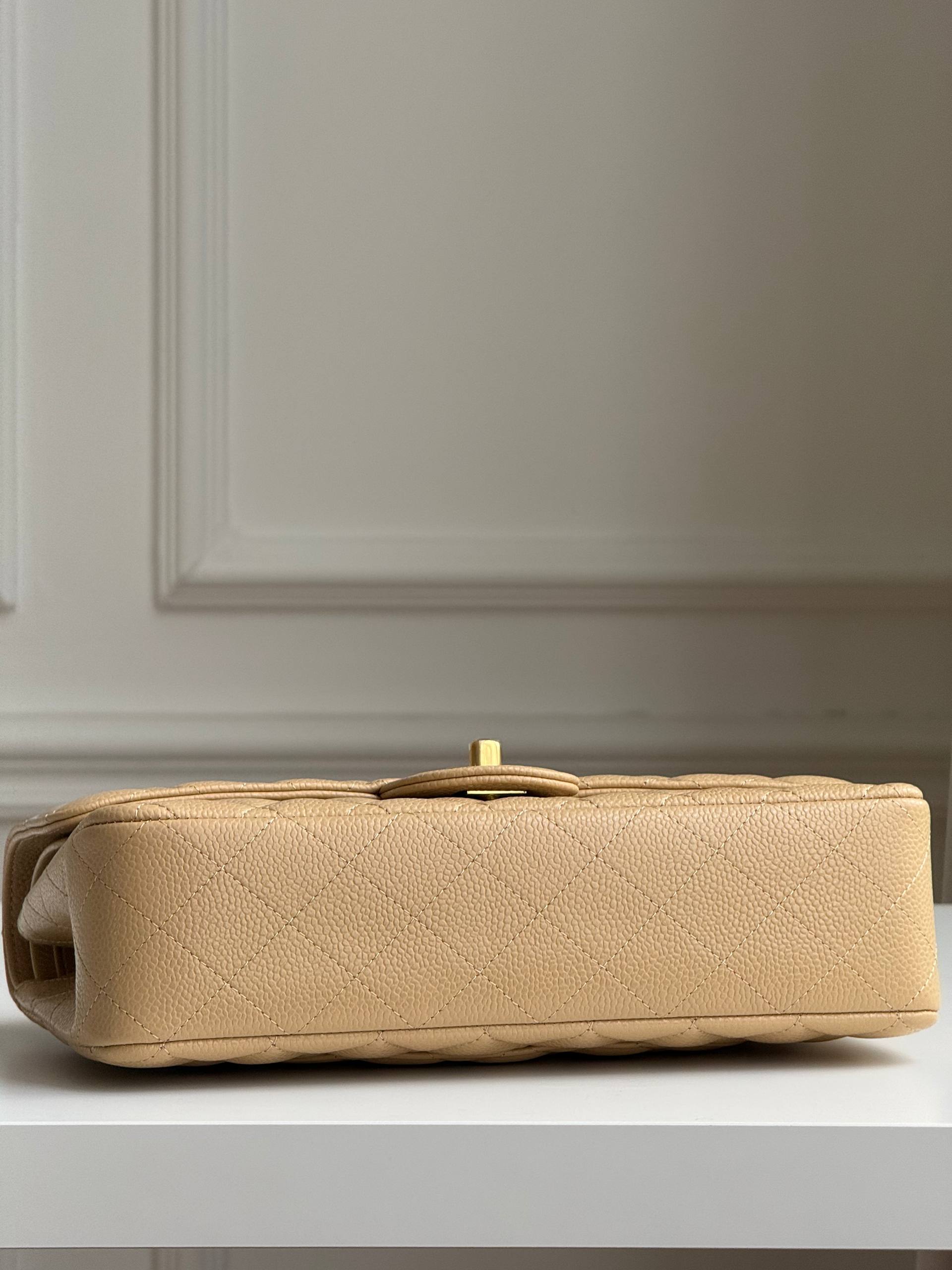 Chanel Classic Flap Milk Tea Gold Chain Bag