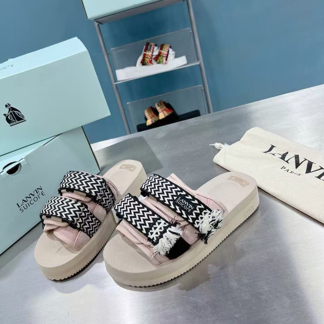 Lanvin x Suicoke Zigzag Webbing Platform Slide Sandals