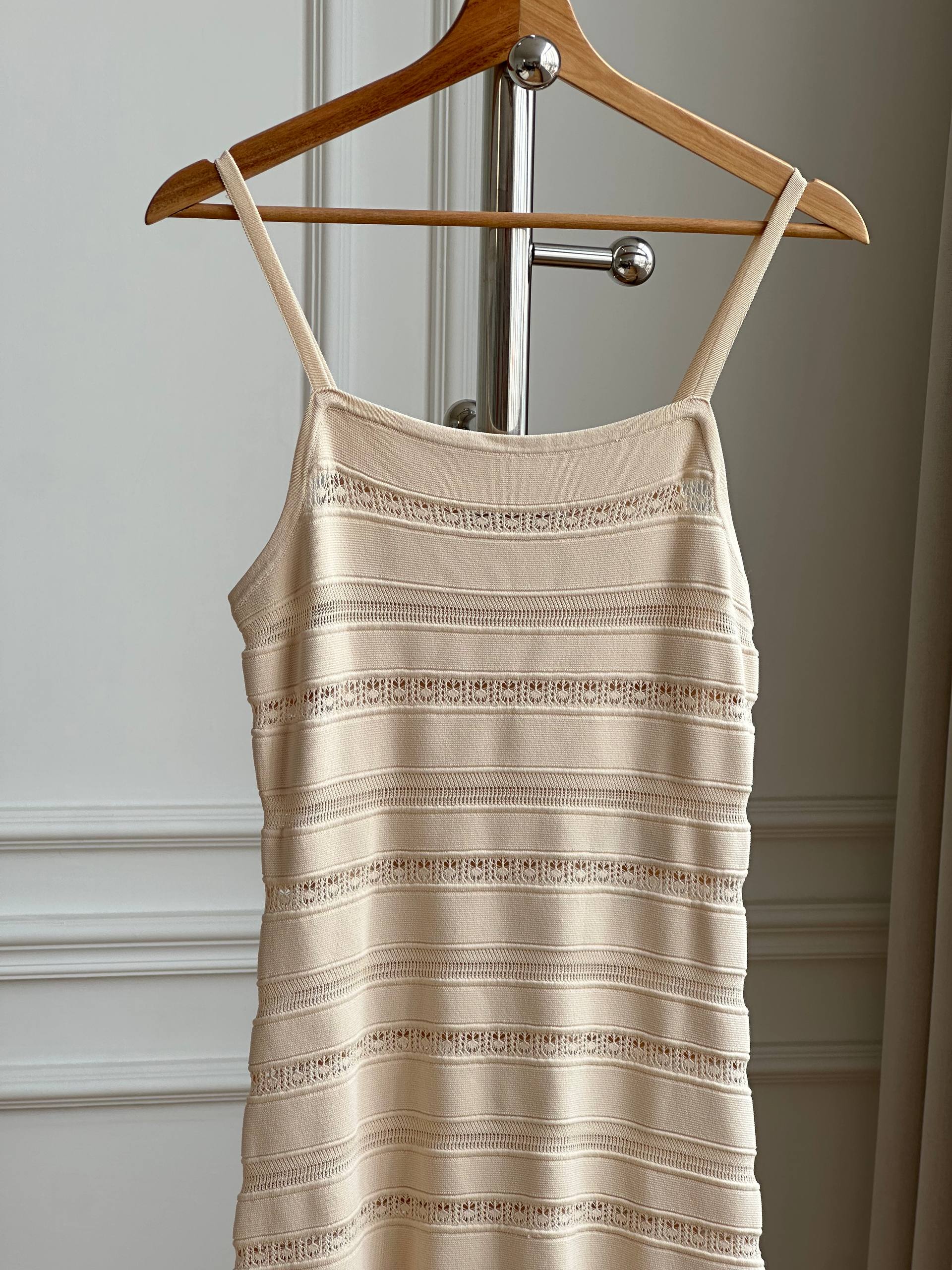 Cutout Striped Knit Spaghetti Strap Mermaid Maxi Dress