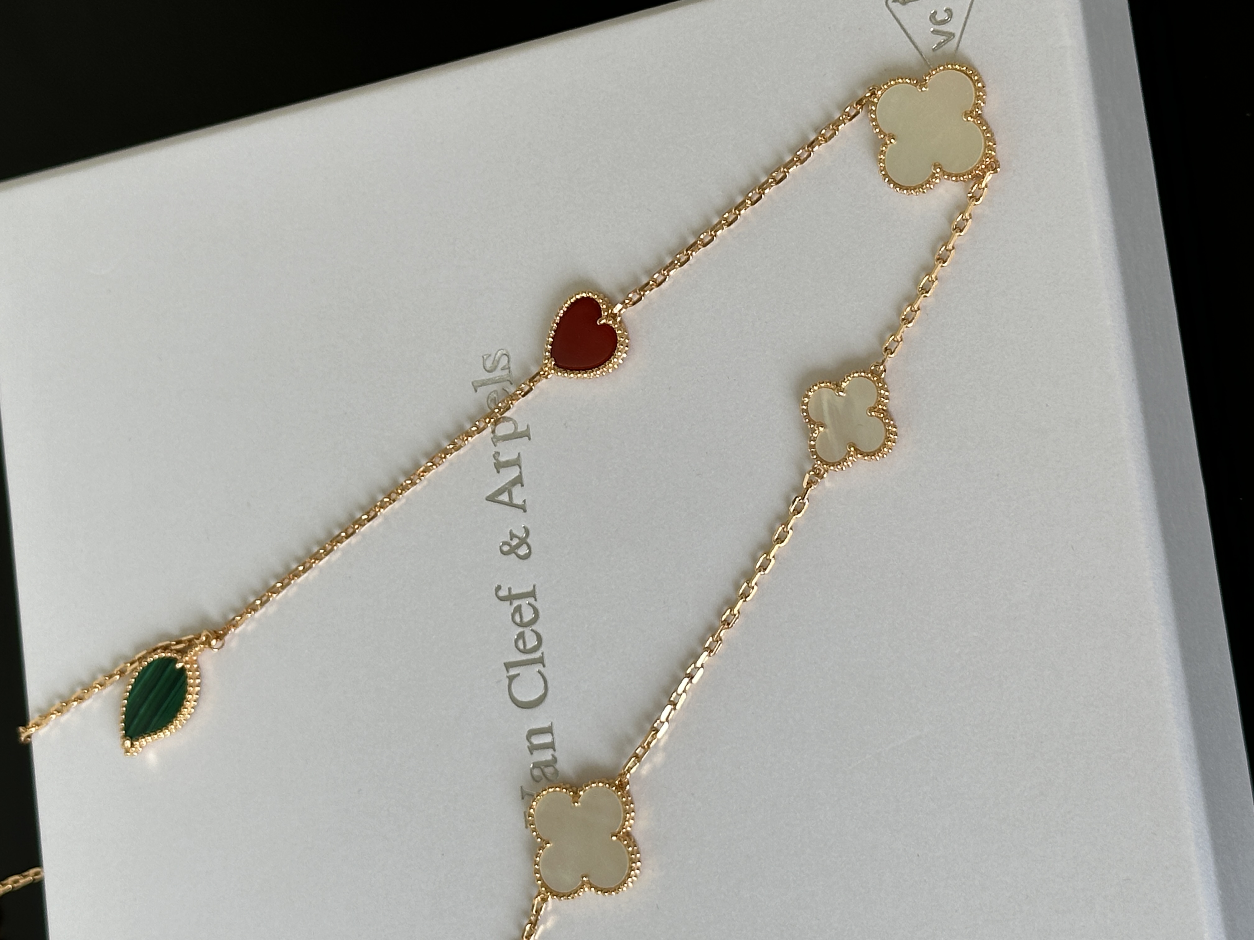 Van Cleef & Arpels Lucky Alhambra Rose Gold Two-Tier Multi-Motif Long Necklace