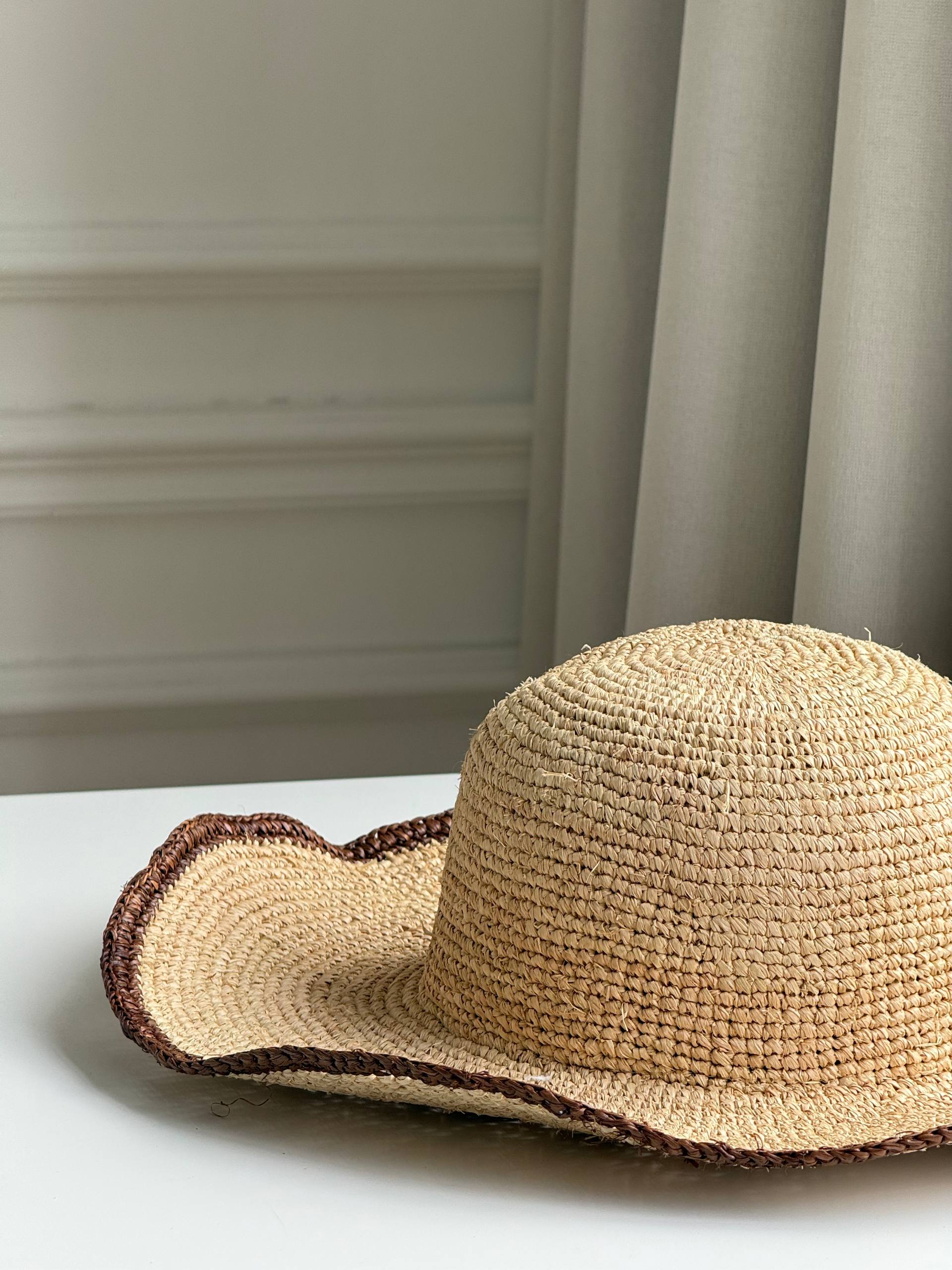 Fendi Embroidered Logo Raffia Wide-Brim Sun Hat