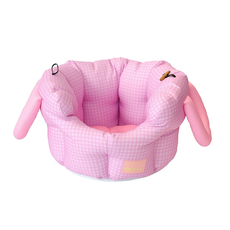 Pink Plaid Pet Car Seat & Travel Tote - Padded Portable Handbag for Small Dogs and Cats - MAISONKAIRON