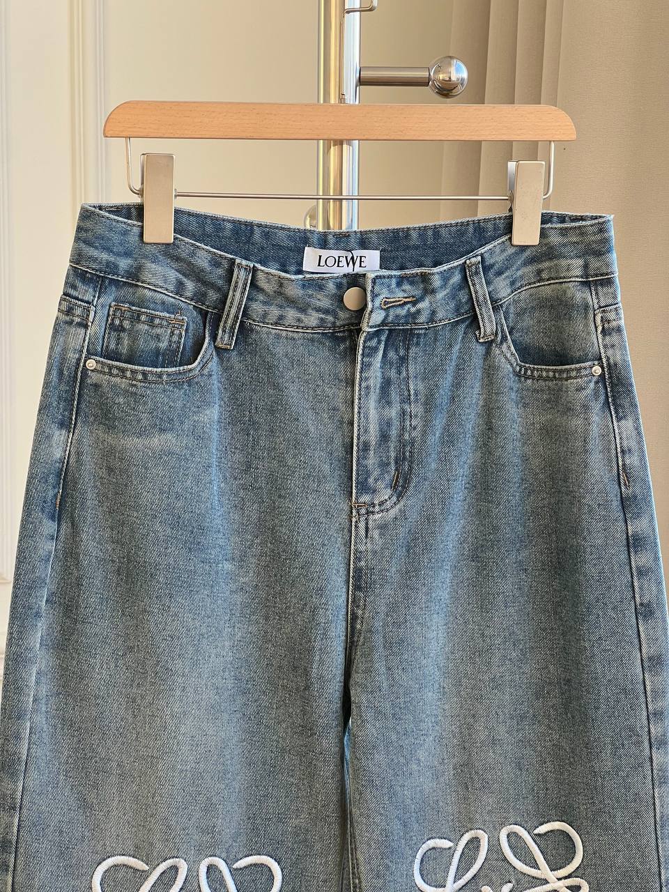 LOEWE Anagram Embroidered Wide-Leg Jeans