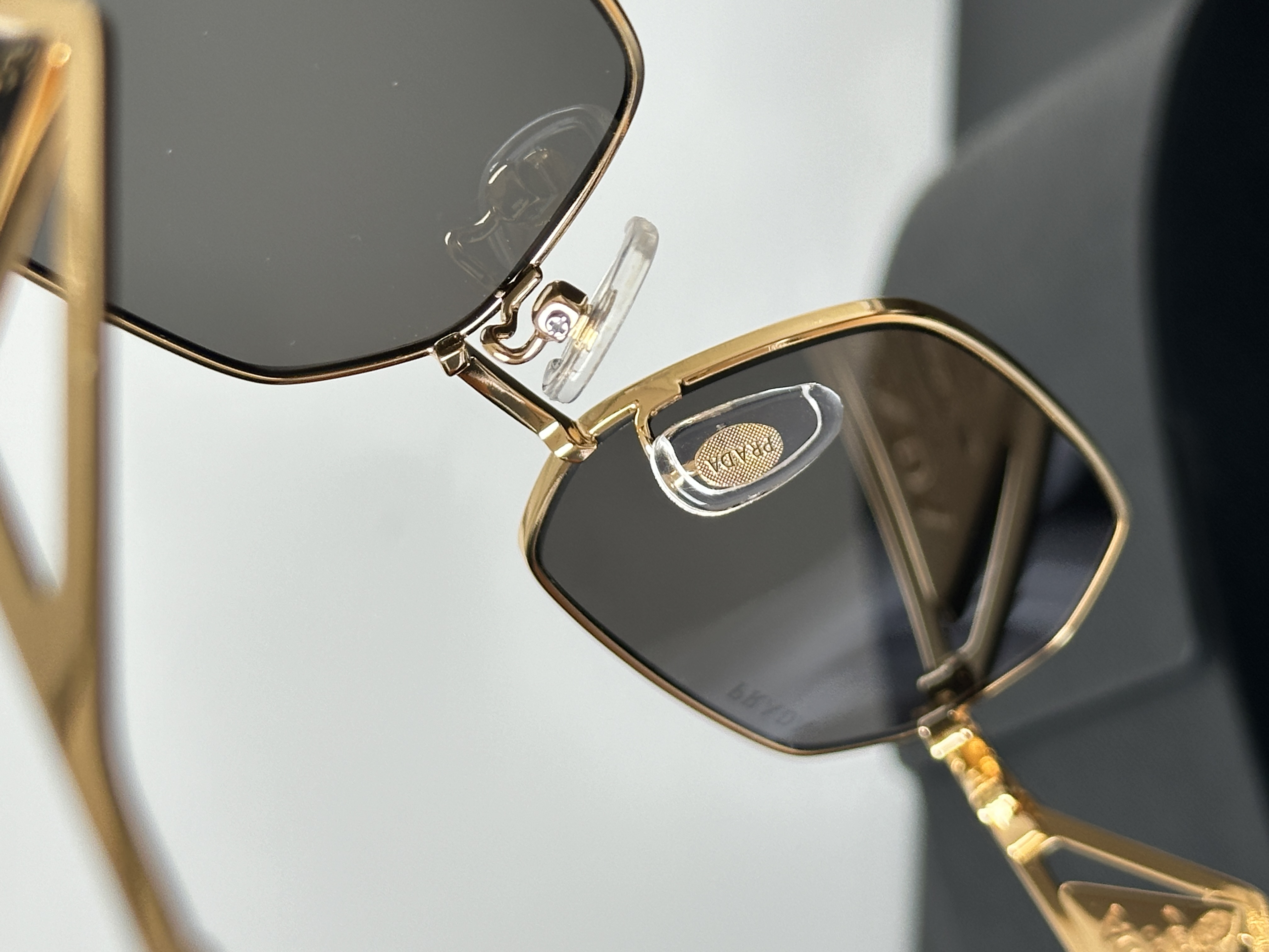 Prada Gold Polygonal Metal Frame Sunglasses