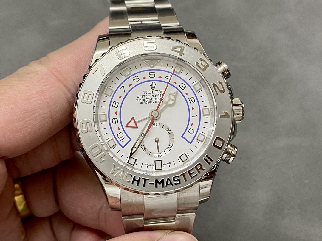 Rolex Yacht Master II 116689 White Dial Platinum 44mm Mens Replica Watch