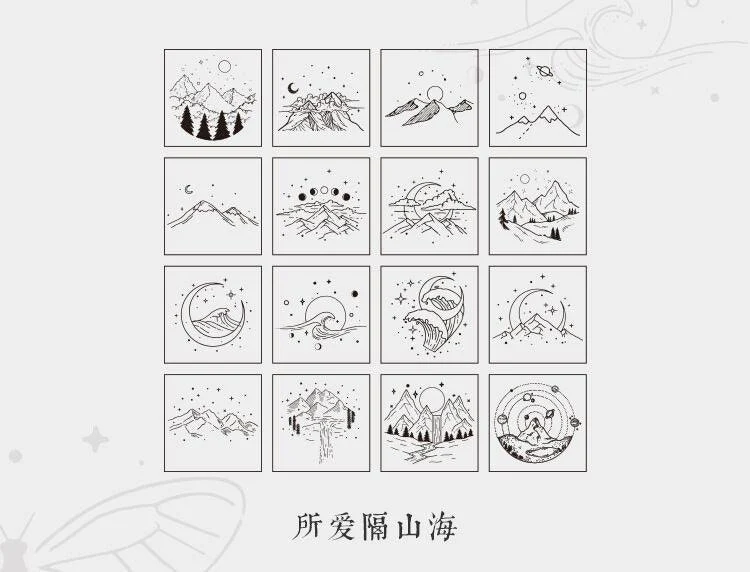 7006  Wooden Stamp Set Moon and Sixpence Collection