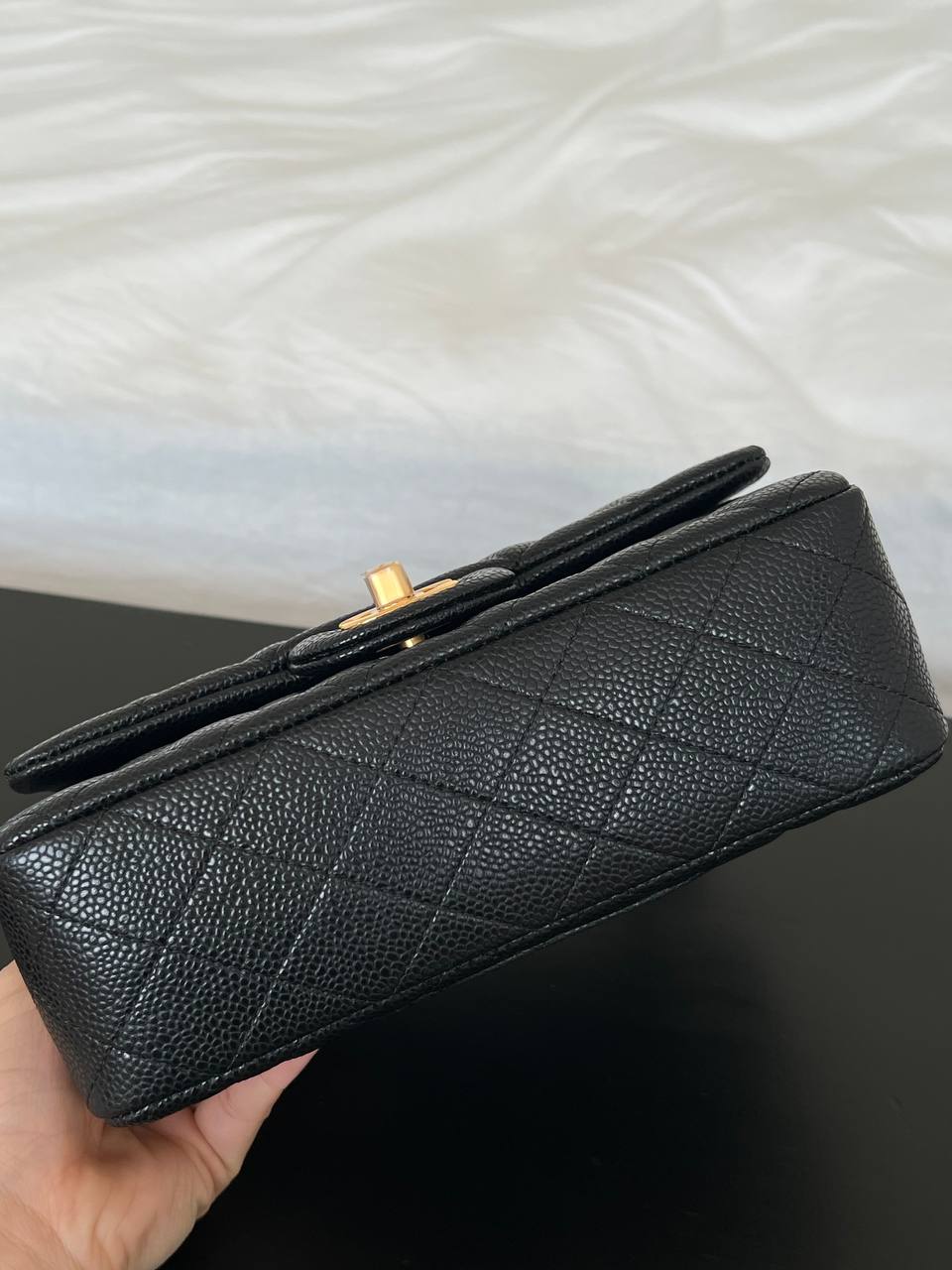 CHANEL Classic Small Flap Caviar Quilted Leather Bag with Gold Hardware