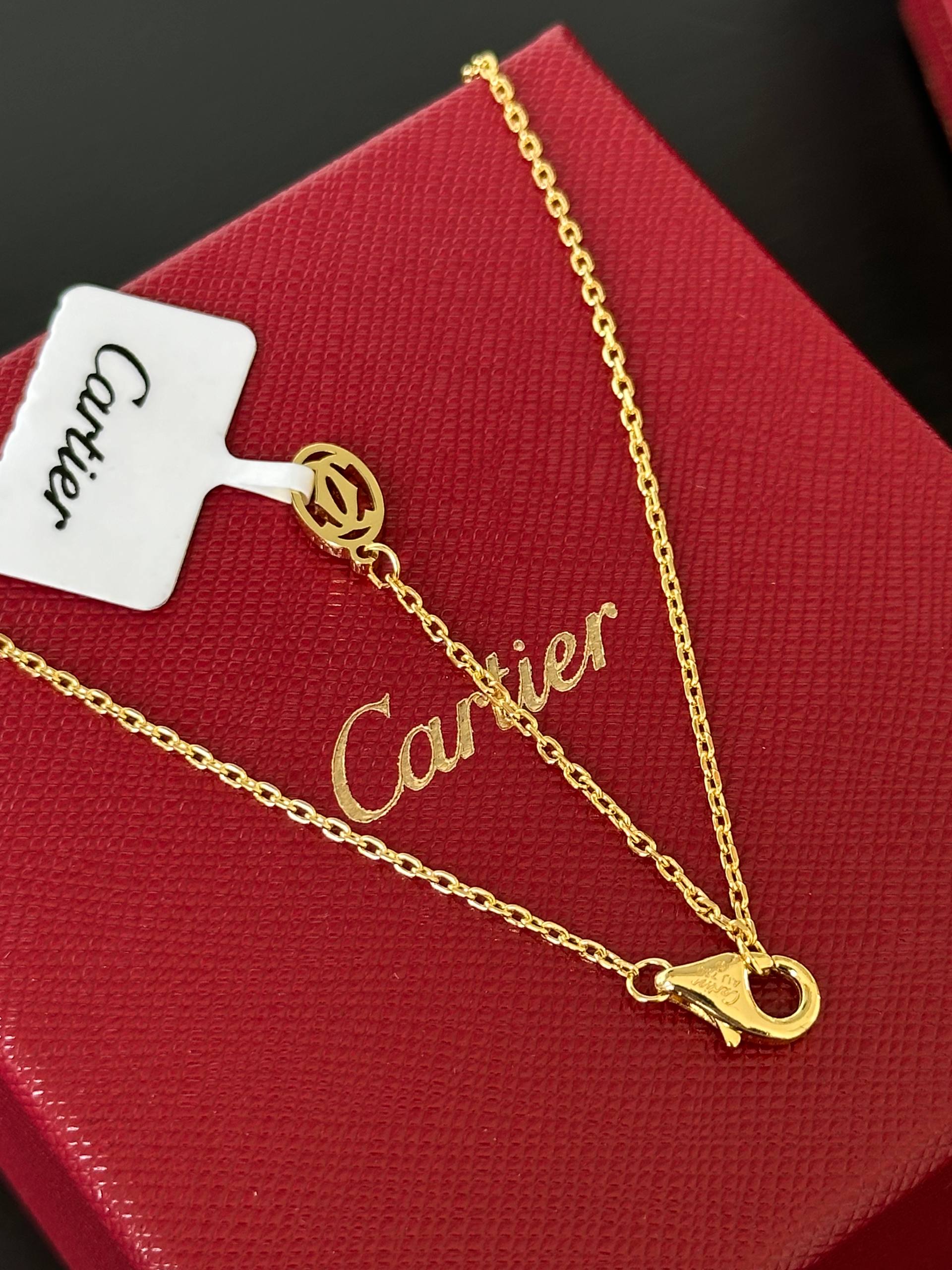 Cartier LOVE Interlocking Two-Ring Yellow Gold Necklace