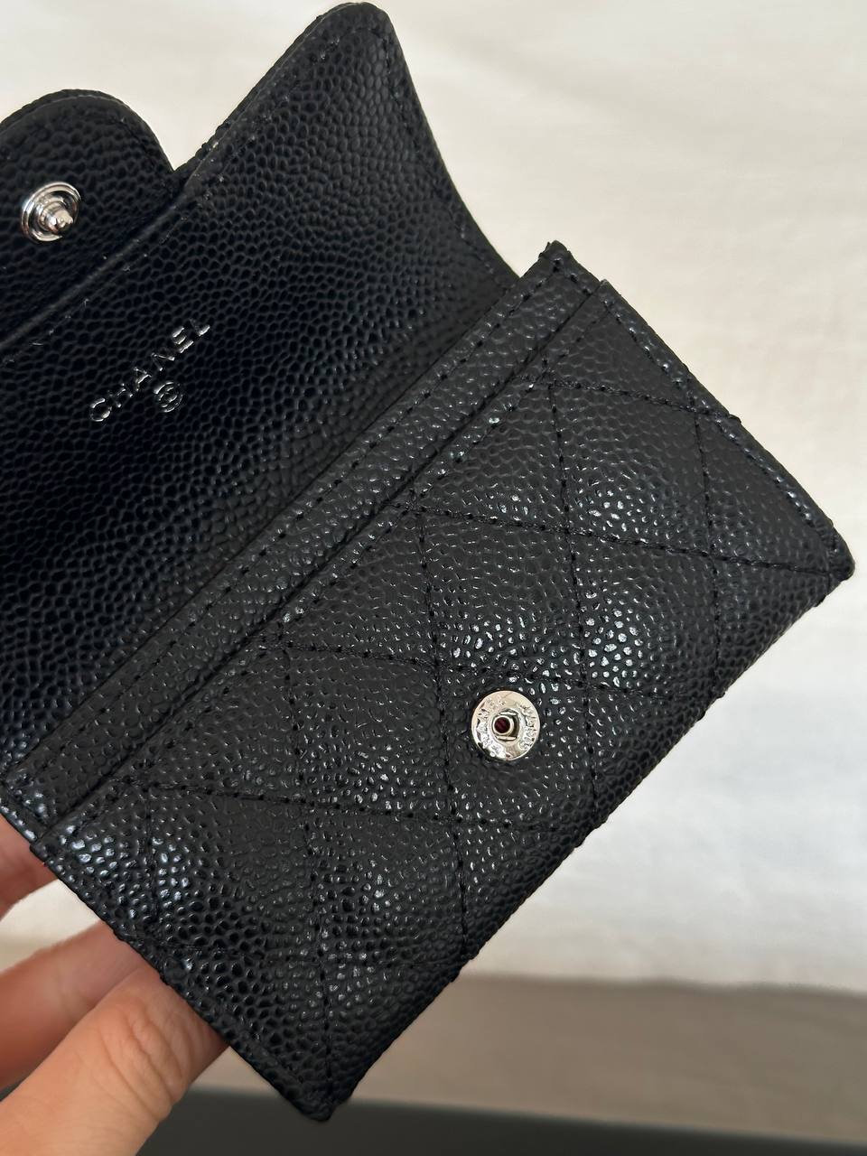 Chanel Black Caviar Leather Quilted CC Flap Card Holder