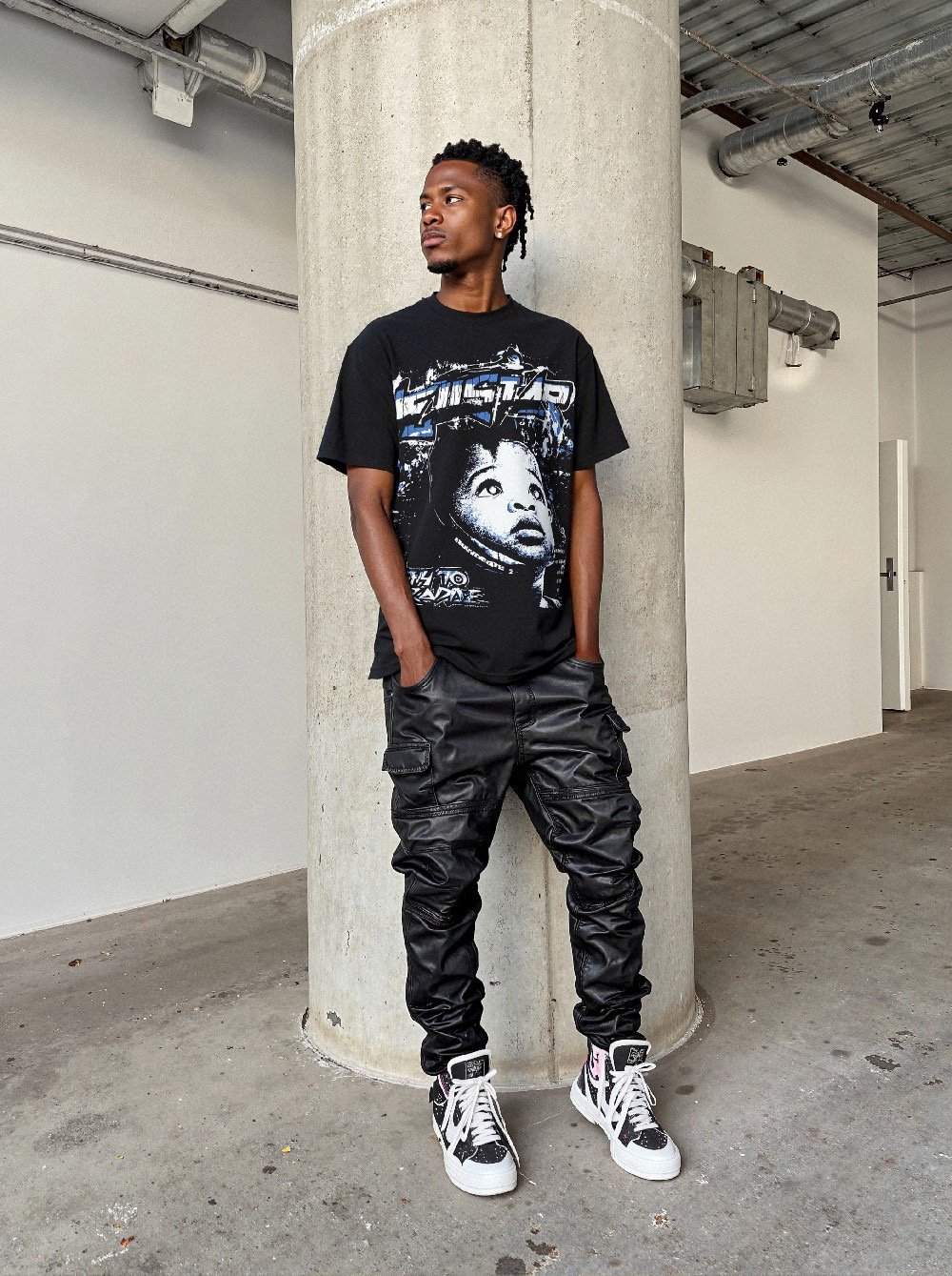 Hellstar Kid Face Print Tee Black (need one size up)