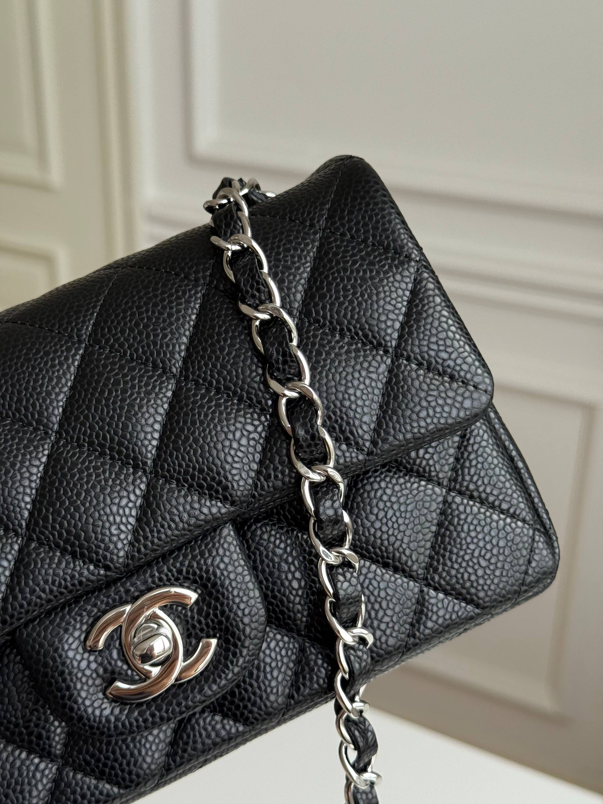 Chanel Mini Classic Flap Caviar Leather Crossbody Bag