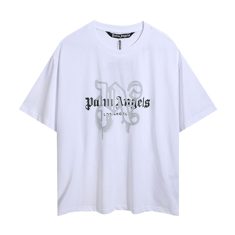 Spray letters color cotton casual loose style tshirt