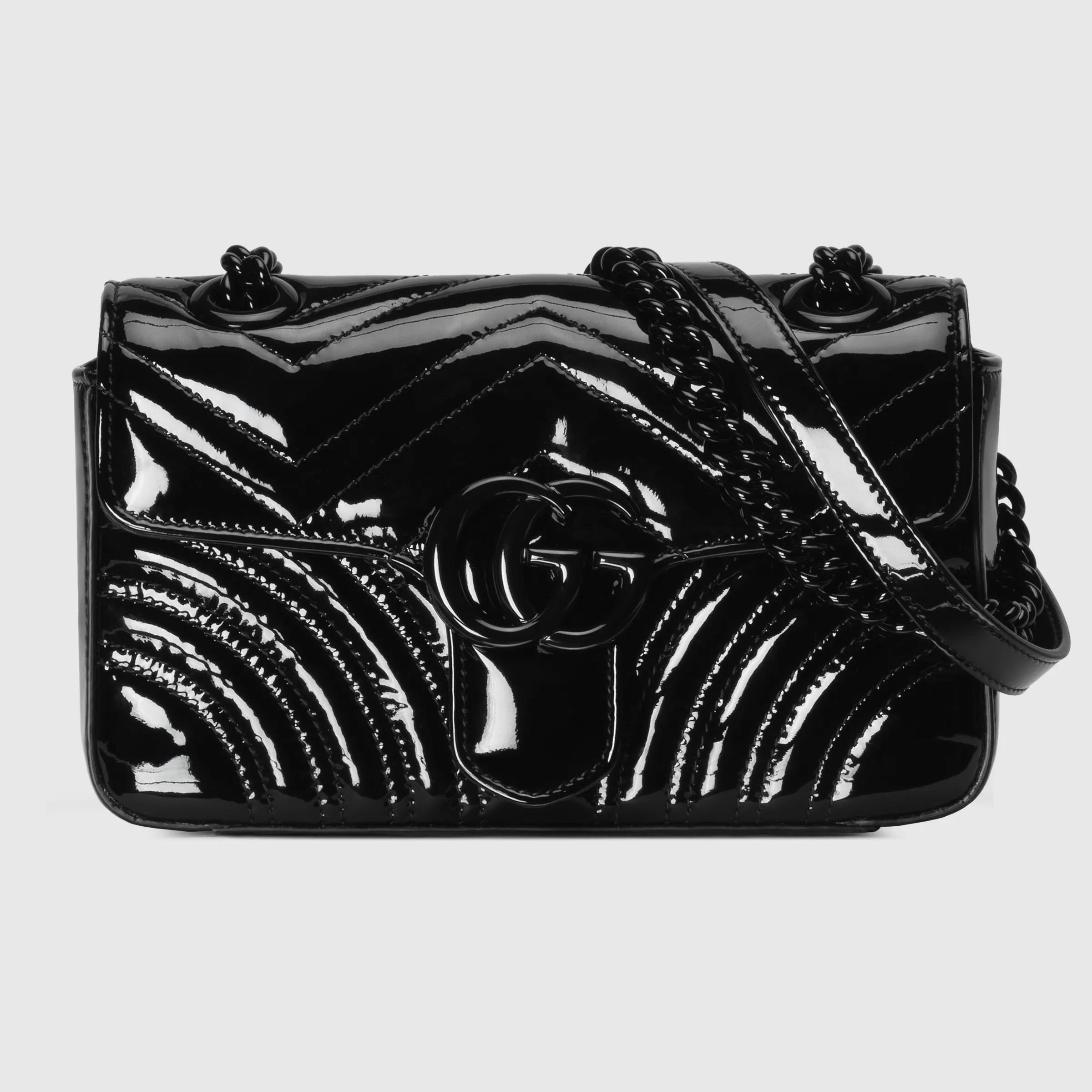 Gucci GG Marmont patent small shoulder bag in patent