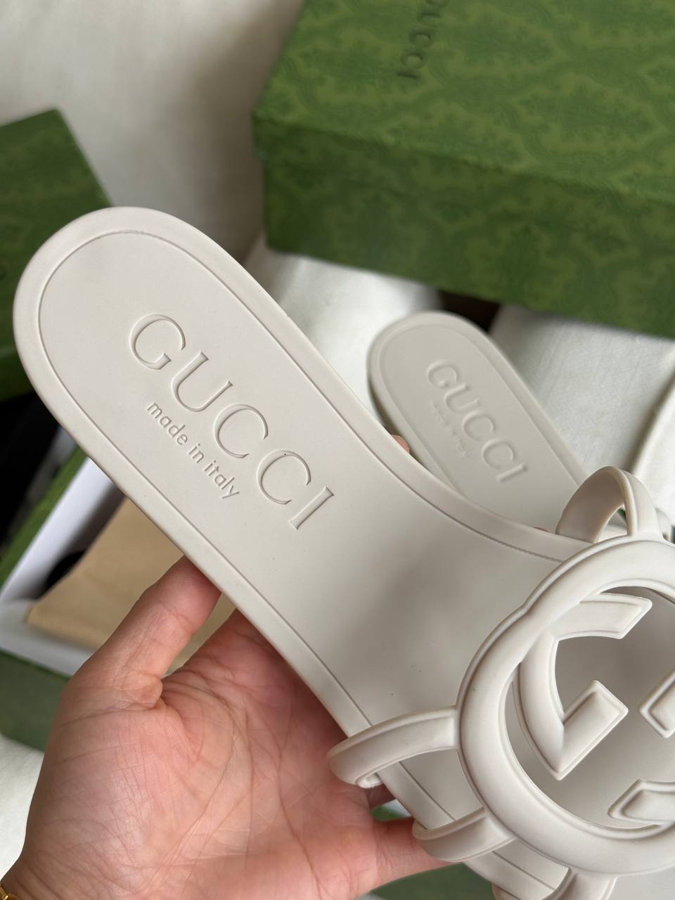 Gucci Interlocking G Cut-Out Rubber Slide Sandals