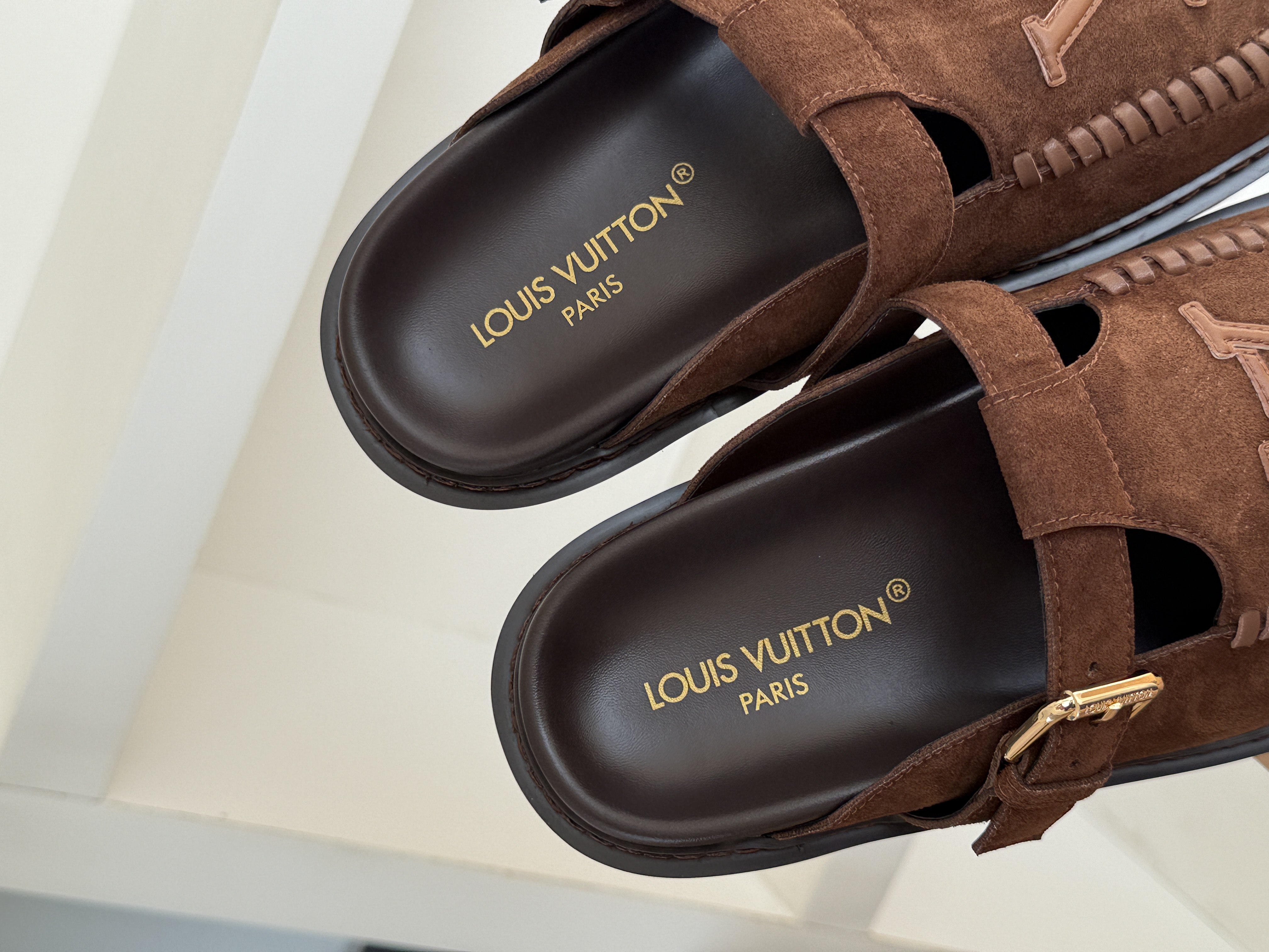 Louis Vuitton Brown Suede Mules