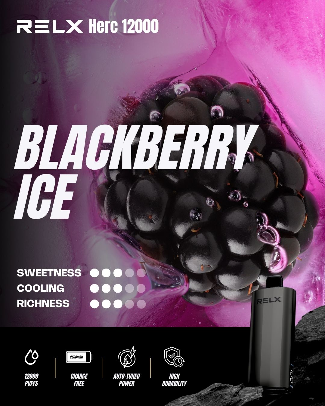 Relx Herc 12000 Puffs-BLACKBERRY ICE