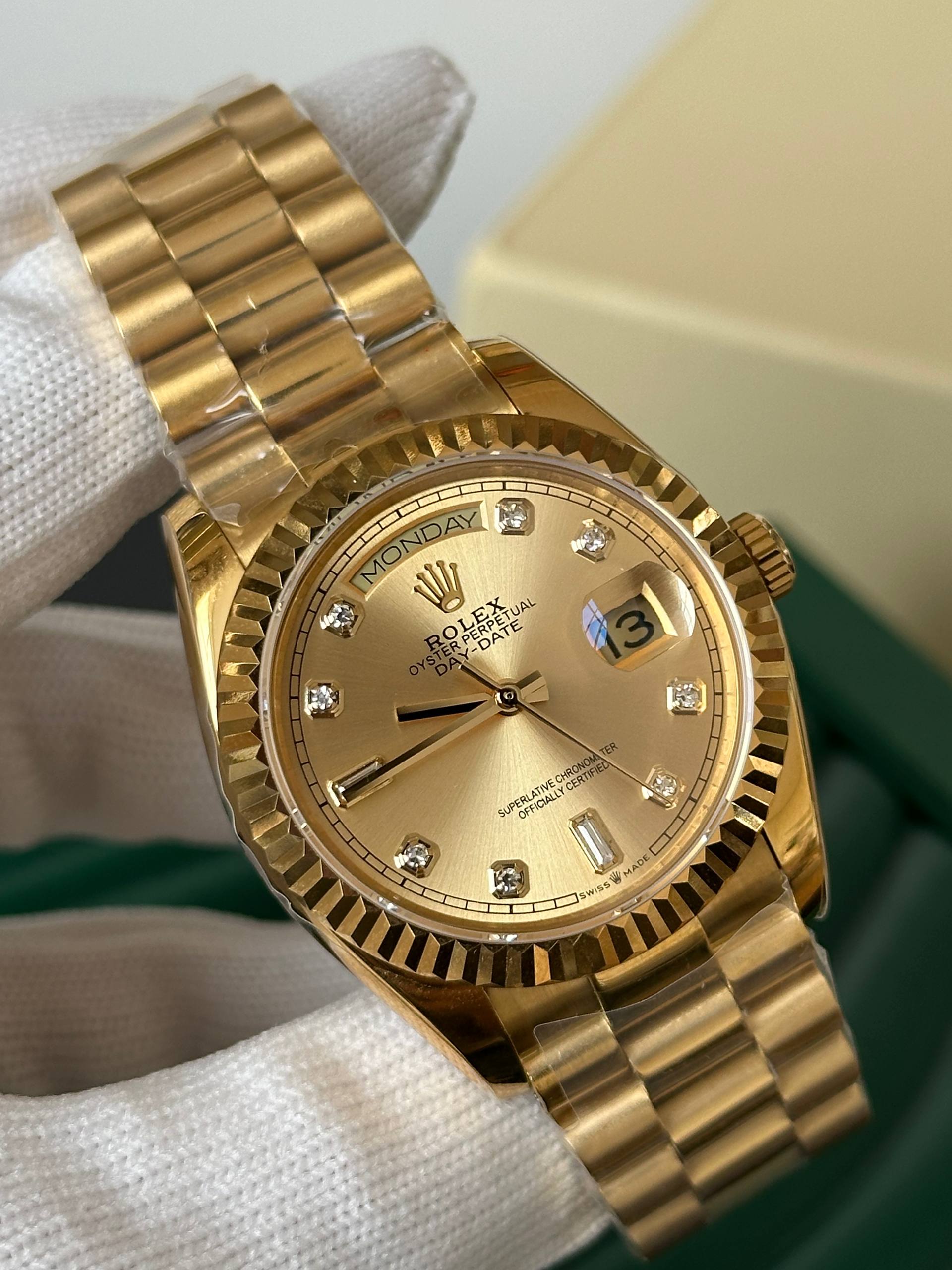 Rolex Full Gold Datejust Diamond Index Automatic Watch