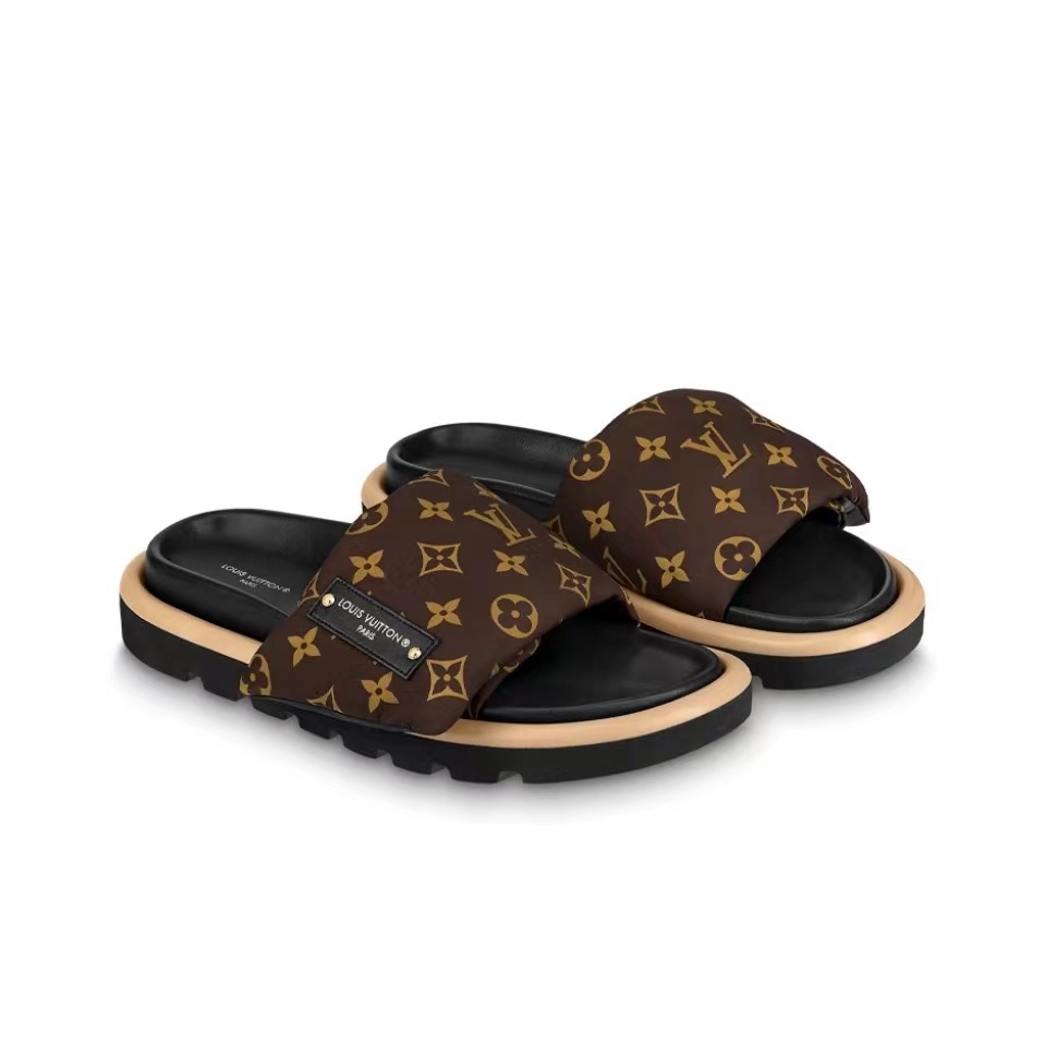 LV Pool Pillow Fabric Flat Slide  Sandals