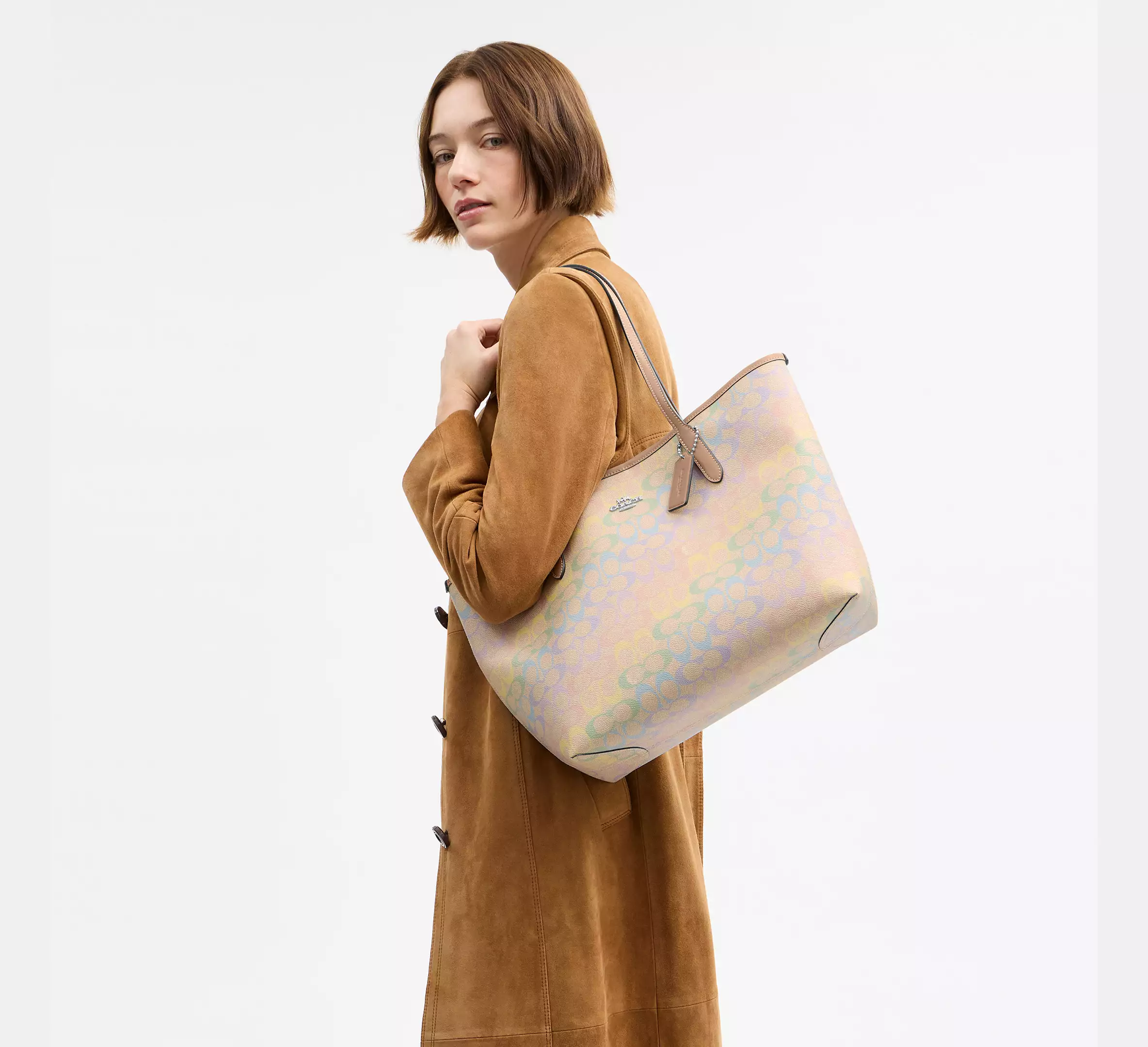Women Handbag CDA93 City Tote Bag In Rainbow Signature Canvas