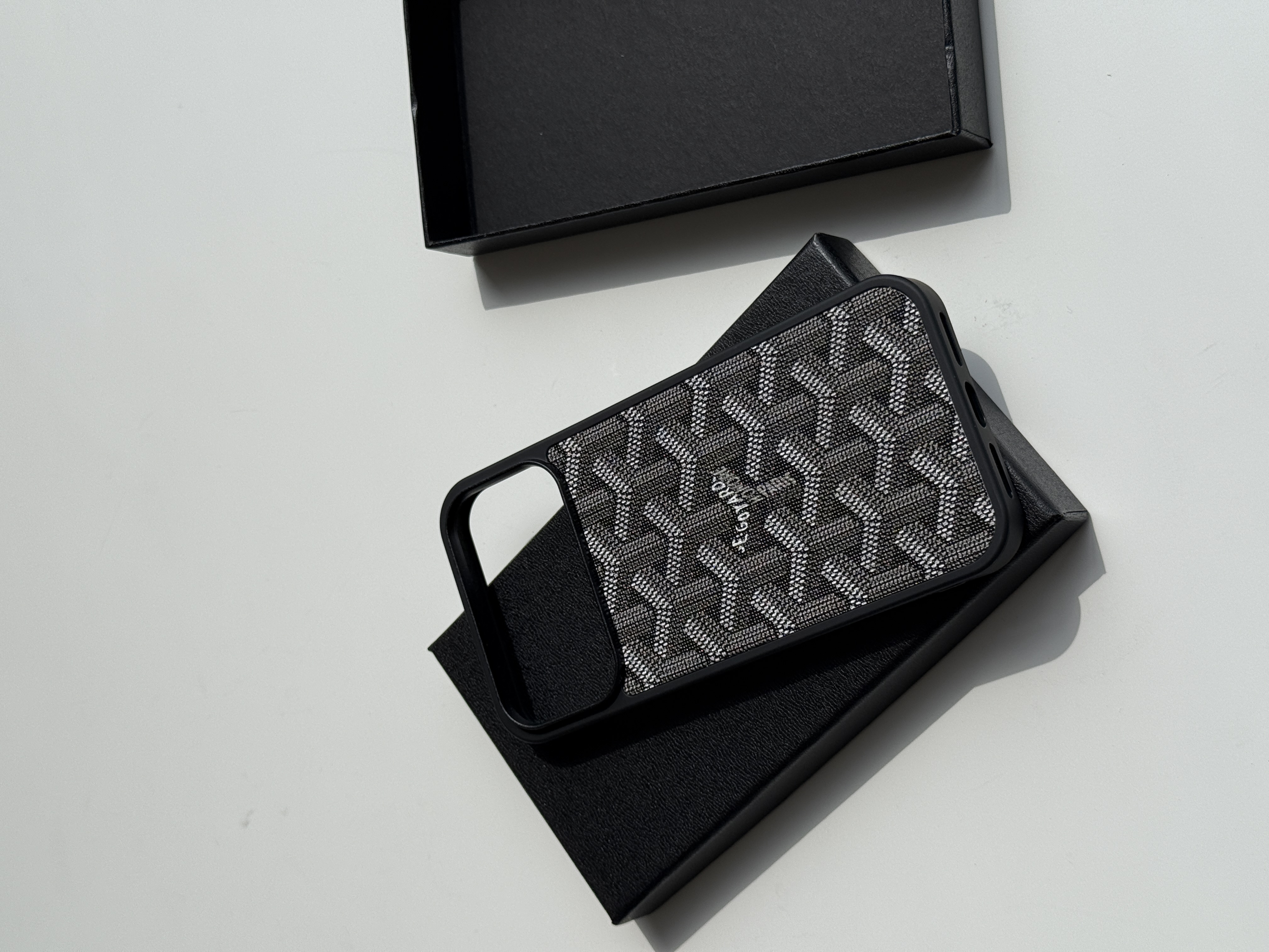 Goyard Black Monogram Canvas & Leather Trim Phone Case