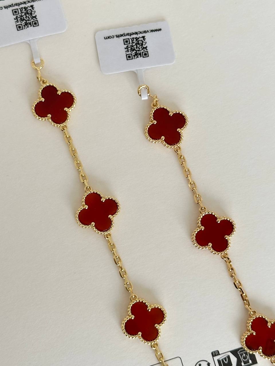 Van Cleef & Arpels Red Carnelian 5 Motifs Alhambra Gold Bracelet