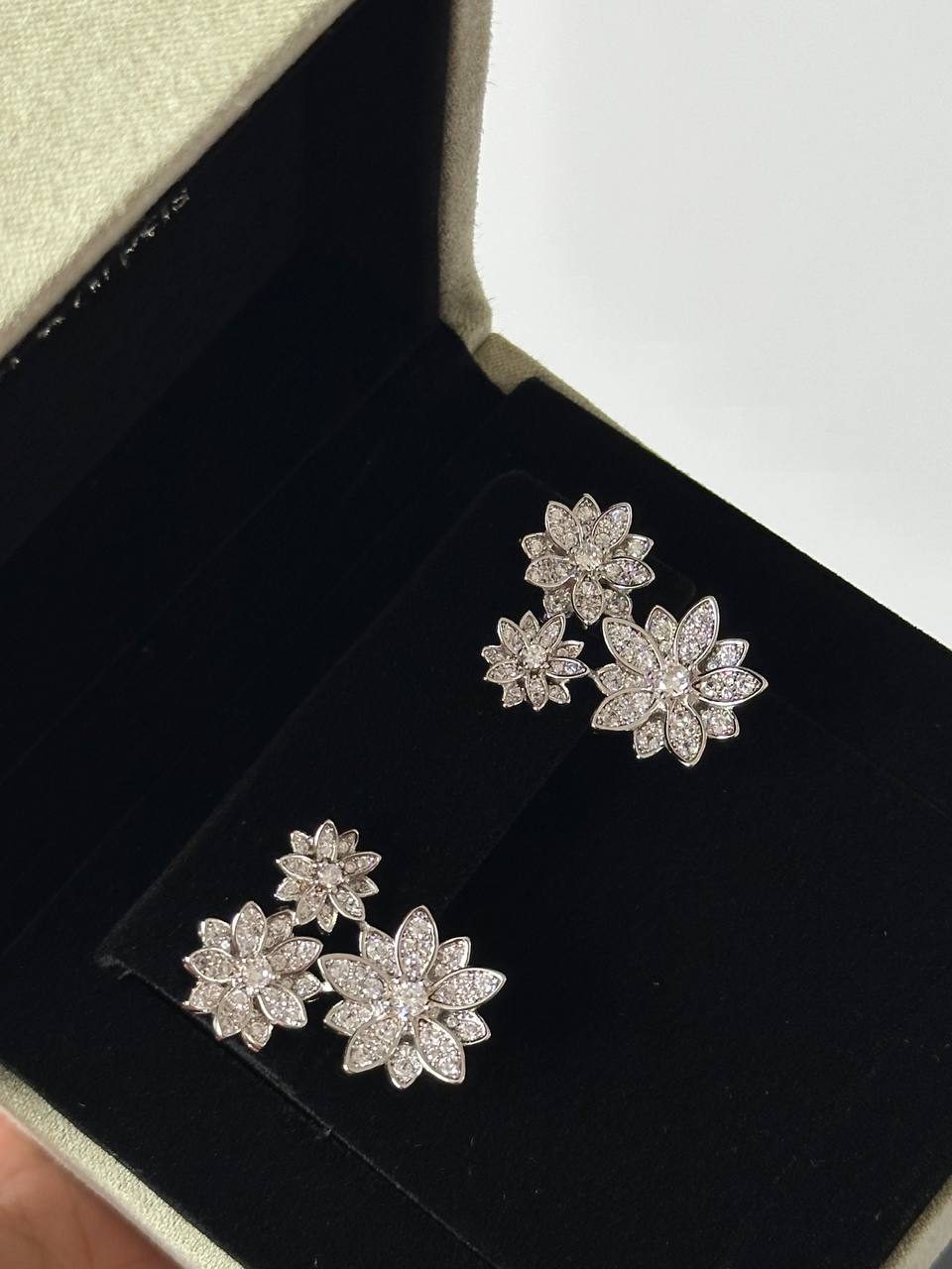 Van Cleef & Arpels Lotus Earrings, 3 Flowers