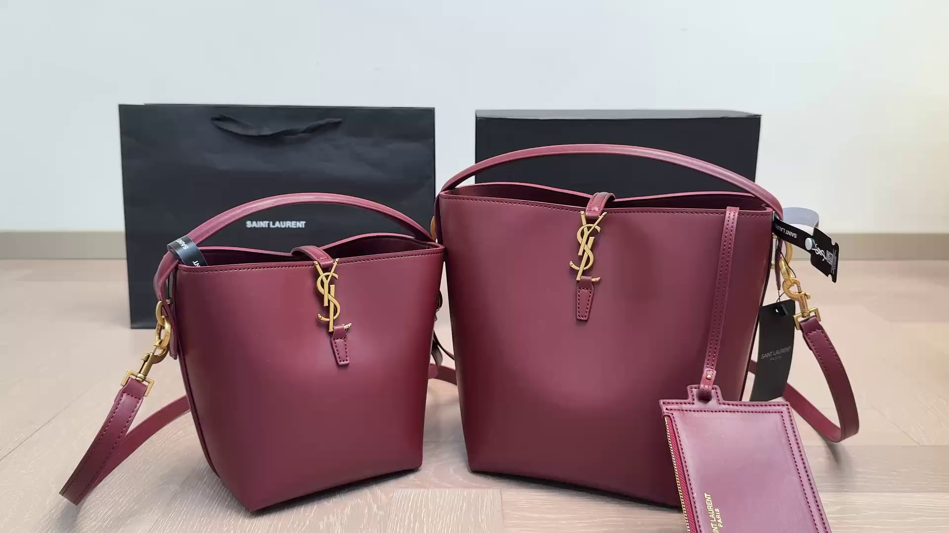 YSL Drawstring Leather Shoulder Bag