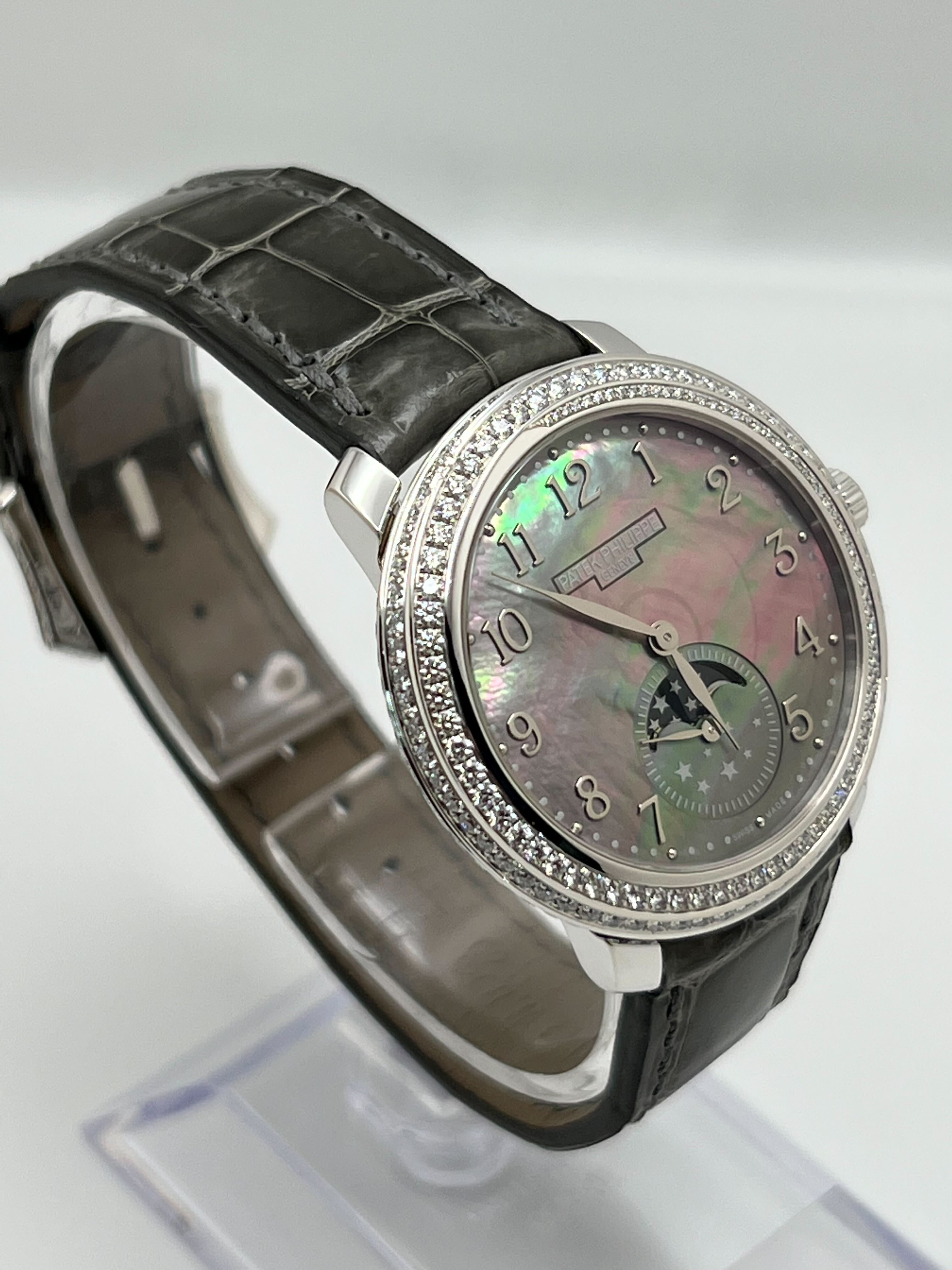 Patek Philippe Complications Moon Phase White Gold Black Tahitian Mother of Pearl Diamond 4968G-001【1:1 Replica】