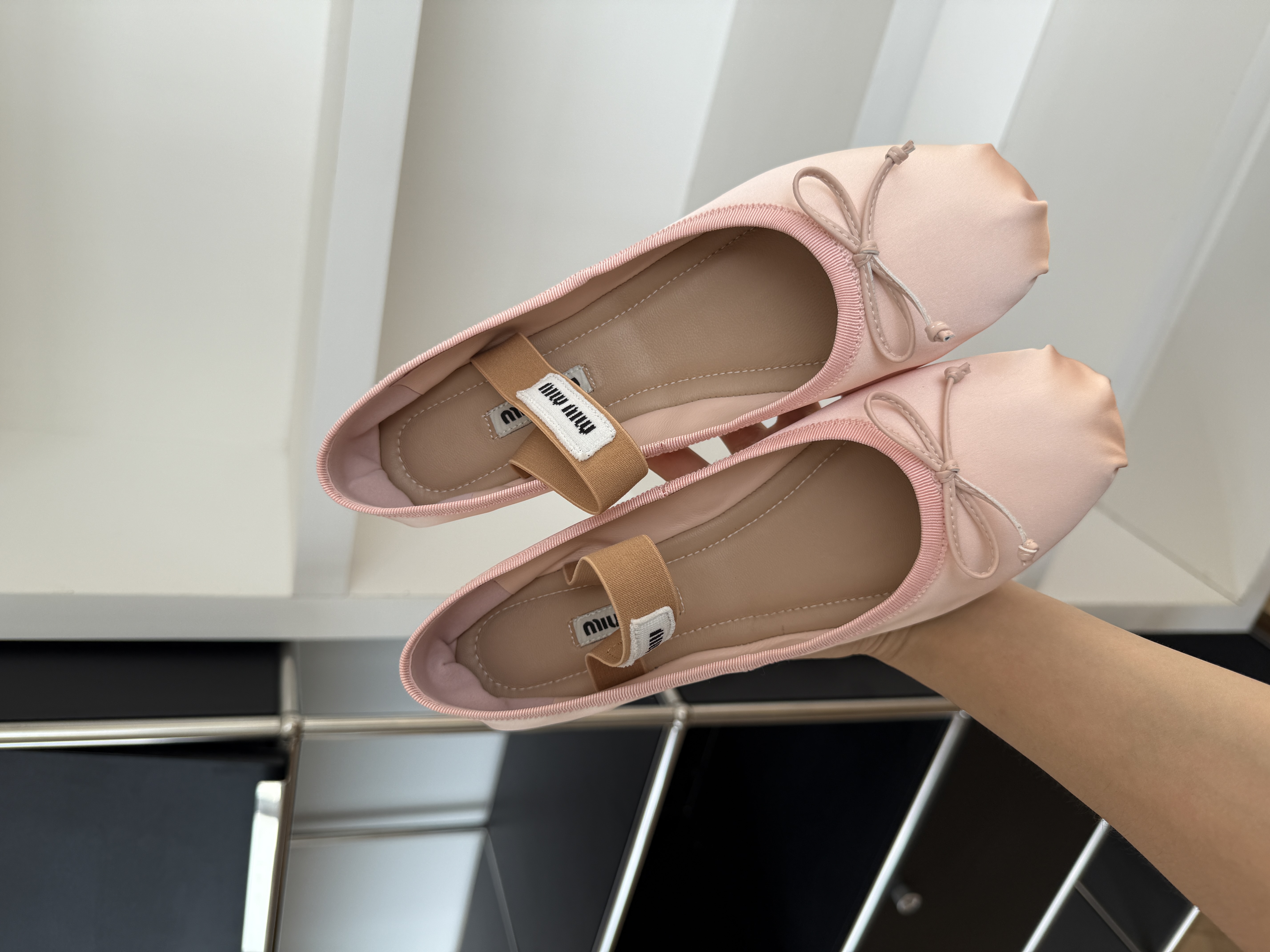 Miu Miu Pink Satin Ballet Shoes