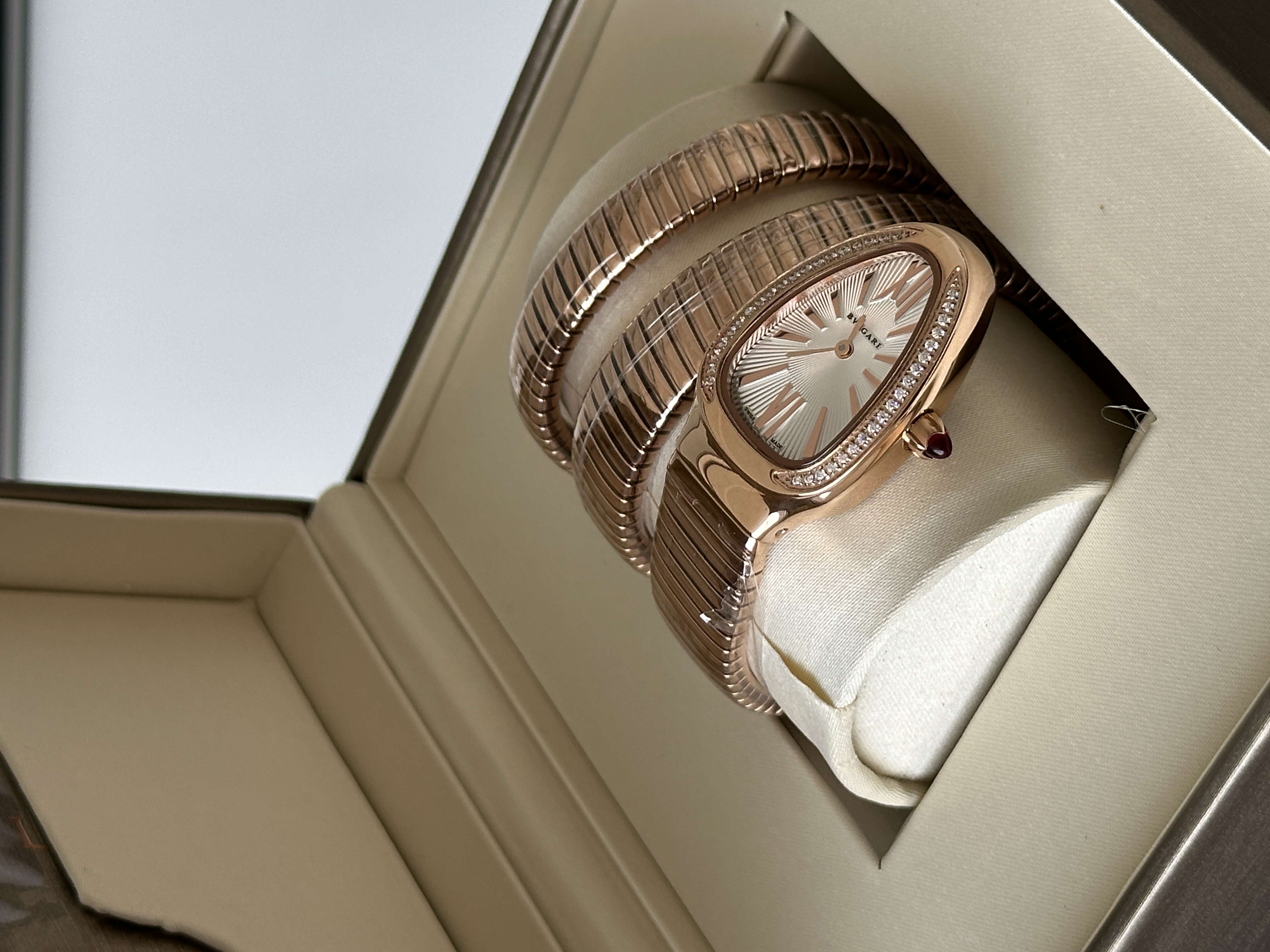 BVLGARI Serpenti Tubogas Rose Gold Diamond Snake Wrap Watch