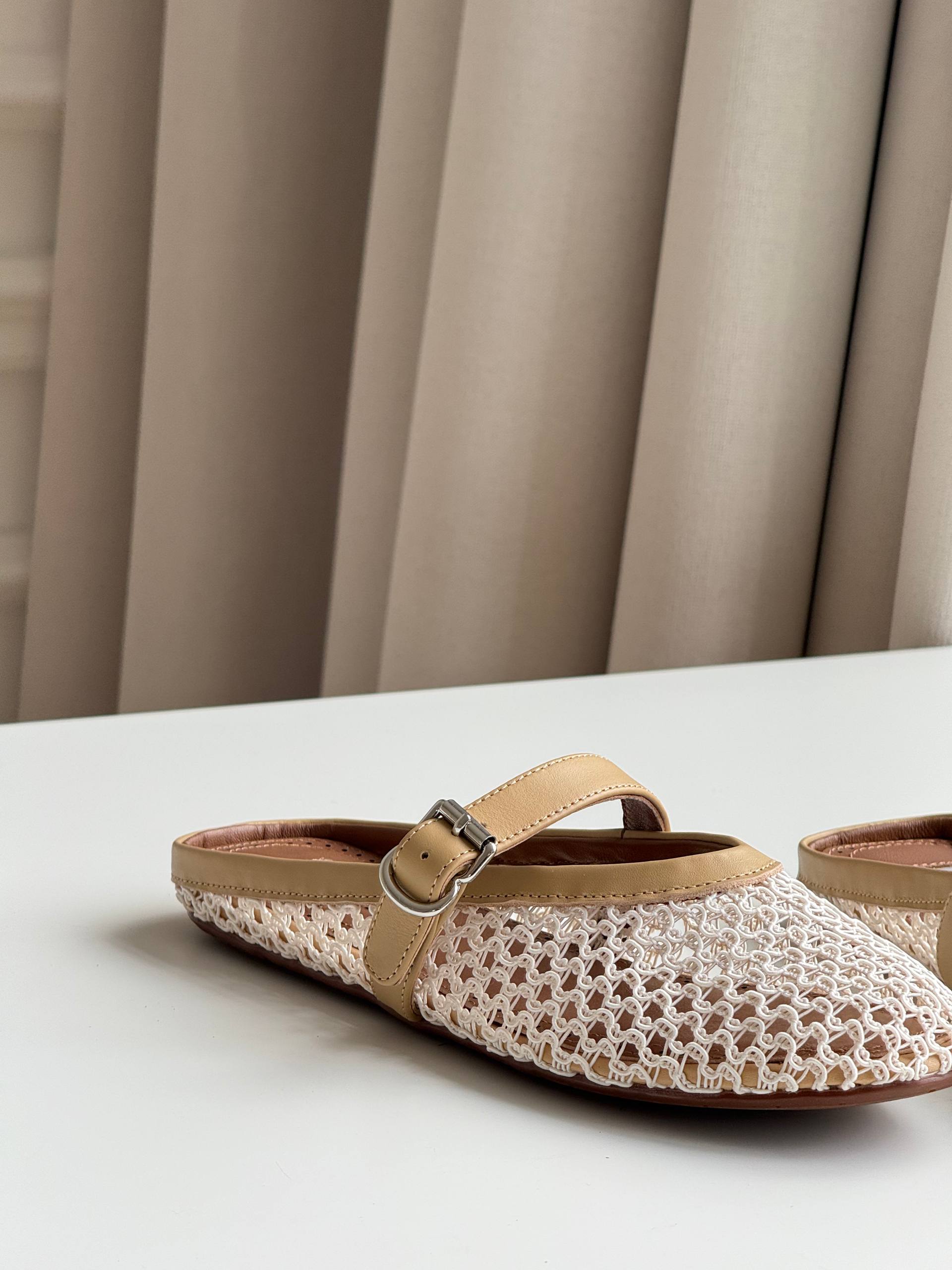 Crochet Mary Jane Flat Mule Sandals