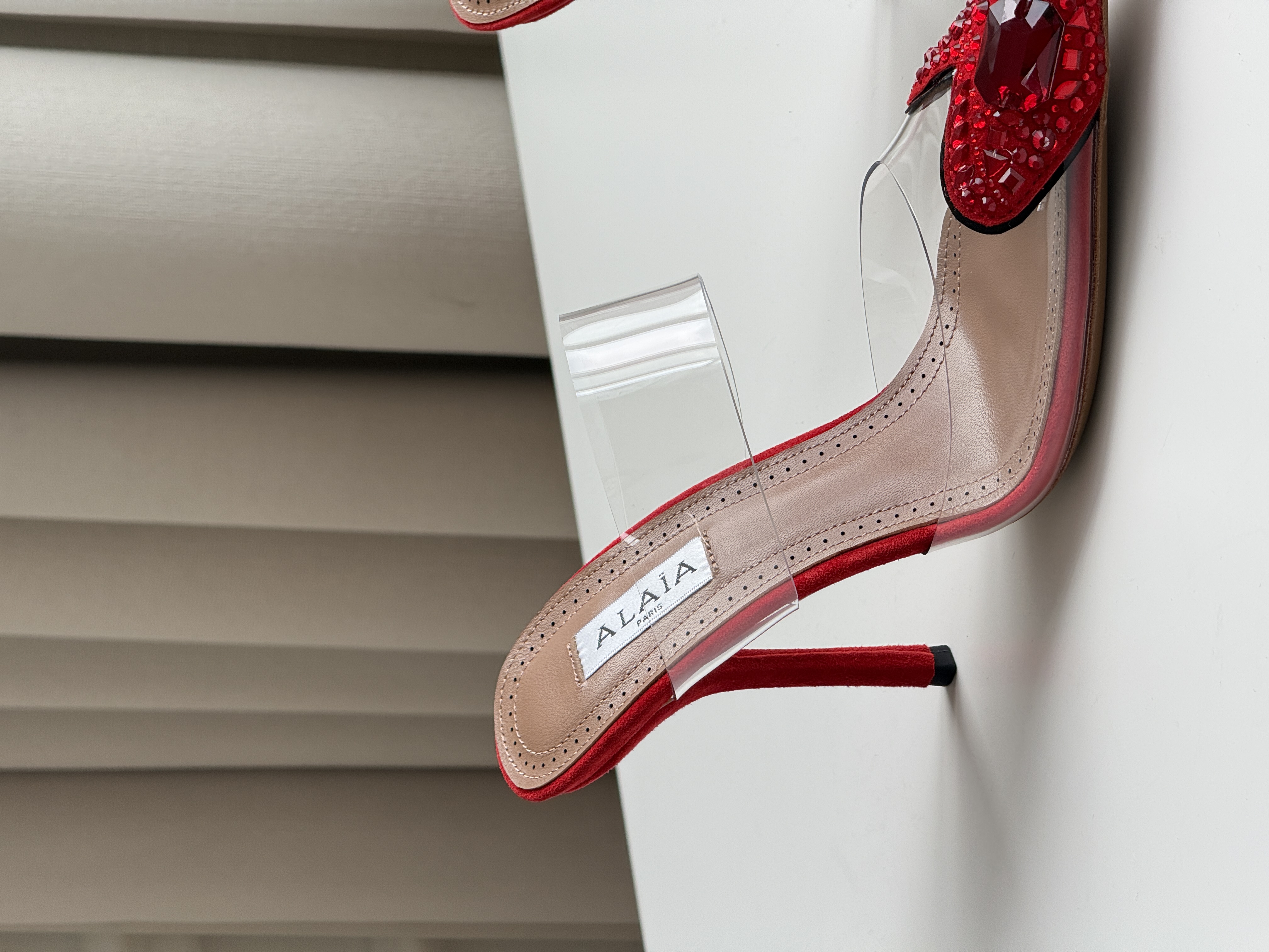 ALAÏA Le Cœur Crystal-Embellished PVC & Leather Mules