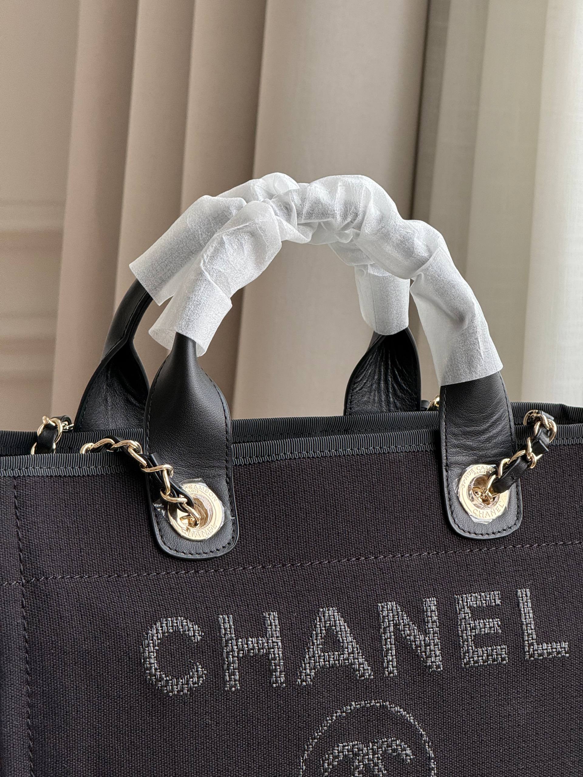 Chanel Mini Deauville Canvas Tote Handbag