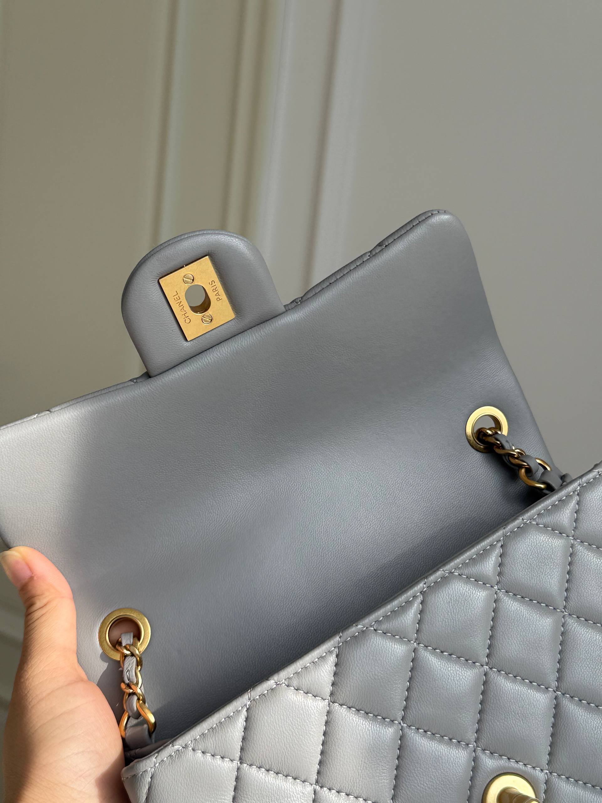 Chanel Classic Flap Mini Square Bag with Gold Ball Adjustment Buckle