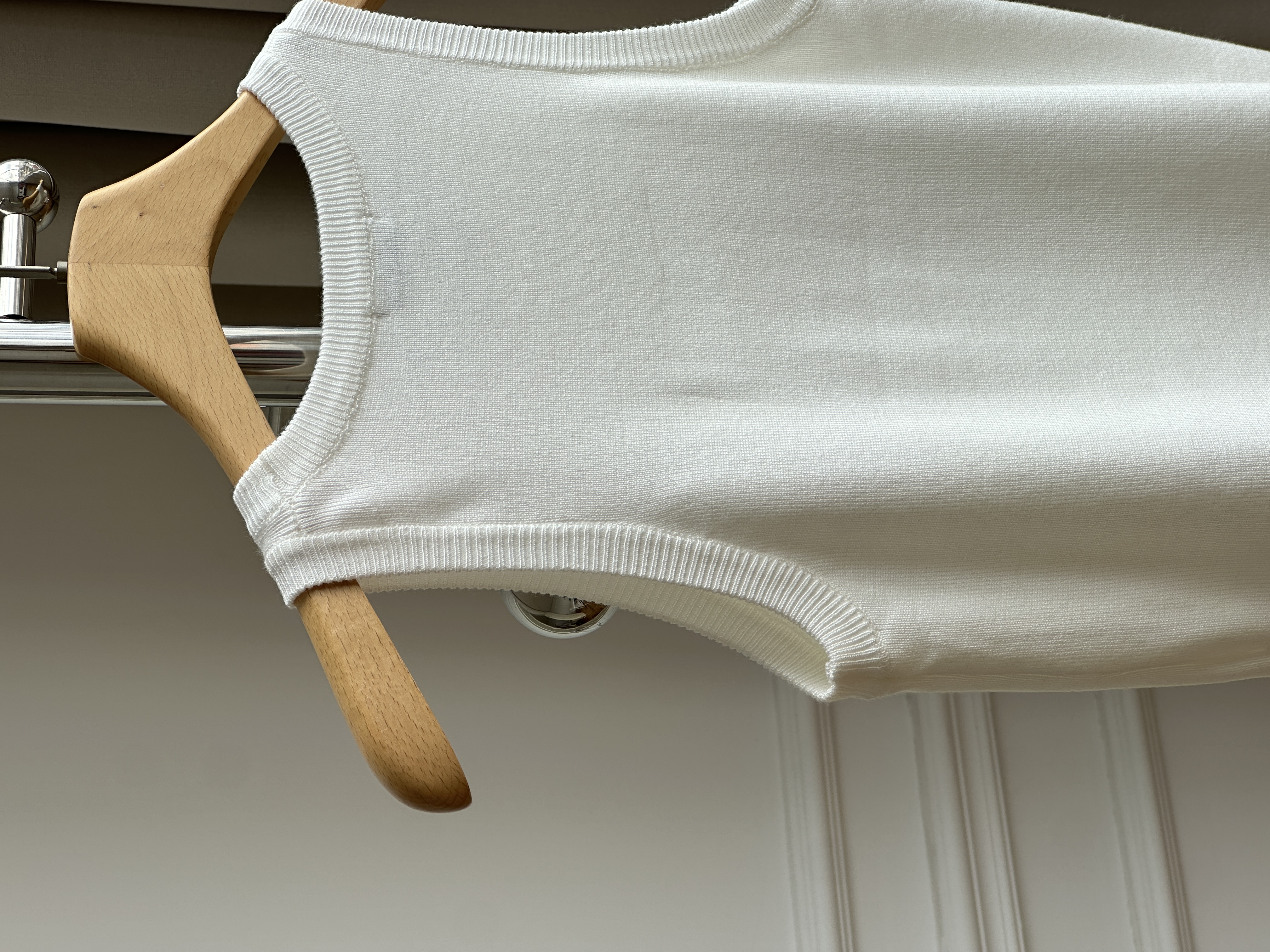 Miu Miu Off White Pink Crystal Logo Knit Tank Top