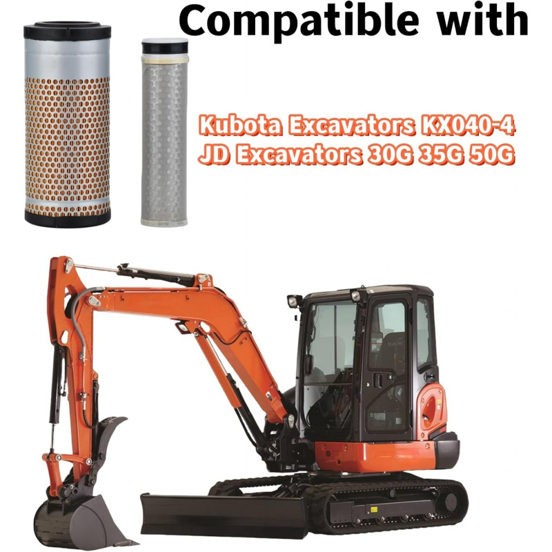 RD158-42270 RD158-42280 Air Filter Compatible with Kubota Excavators KX040-4 John Deere Excavators 30G 35G 50G