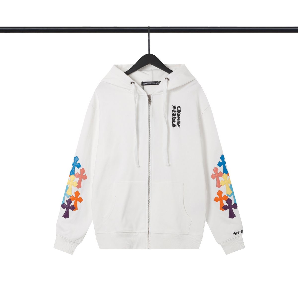 Chrome Hearts Leather Colorful Cross Logo Zipper Hoodie 2 Colors