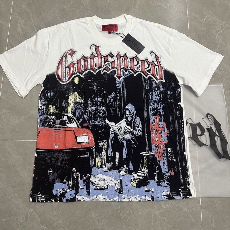 Godspeed Skull Print 100% Cotton Short-Sleeve T-Shirt