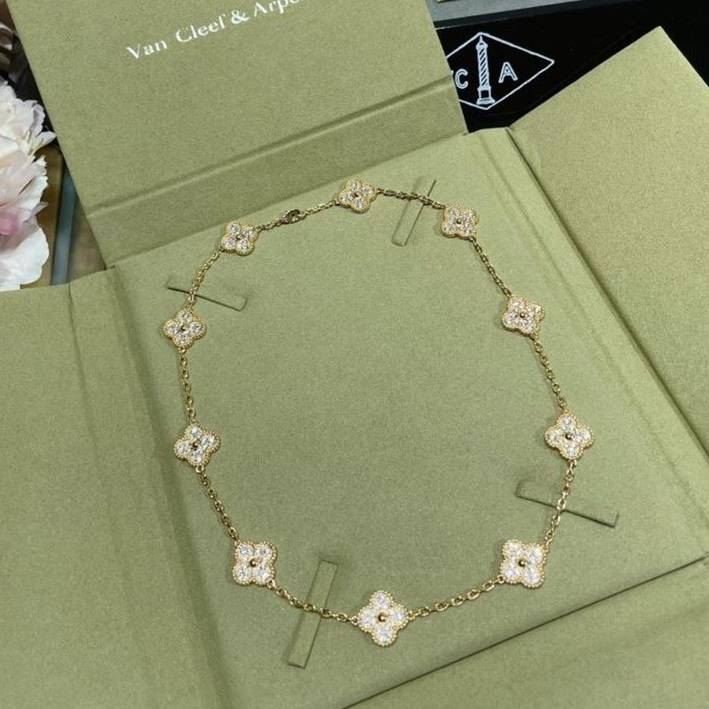 Van Cleef & Arpels Vca Diamond Four-Leaf Clover Necklace