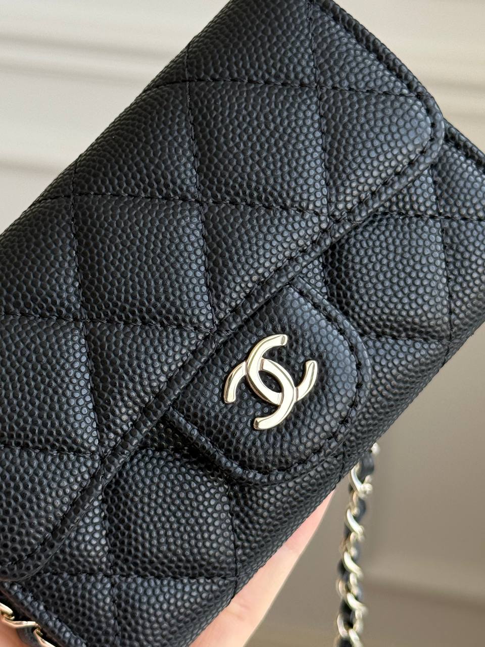 Chanel Classic Flap Caviar Leather Mini Chain Card Holder