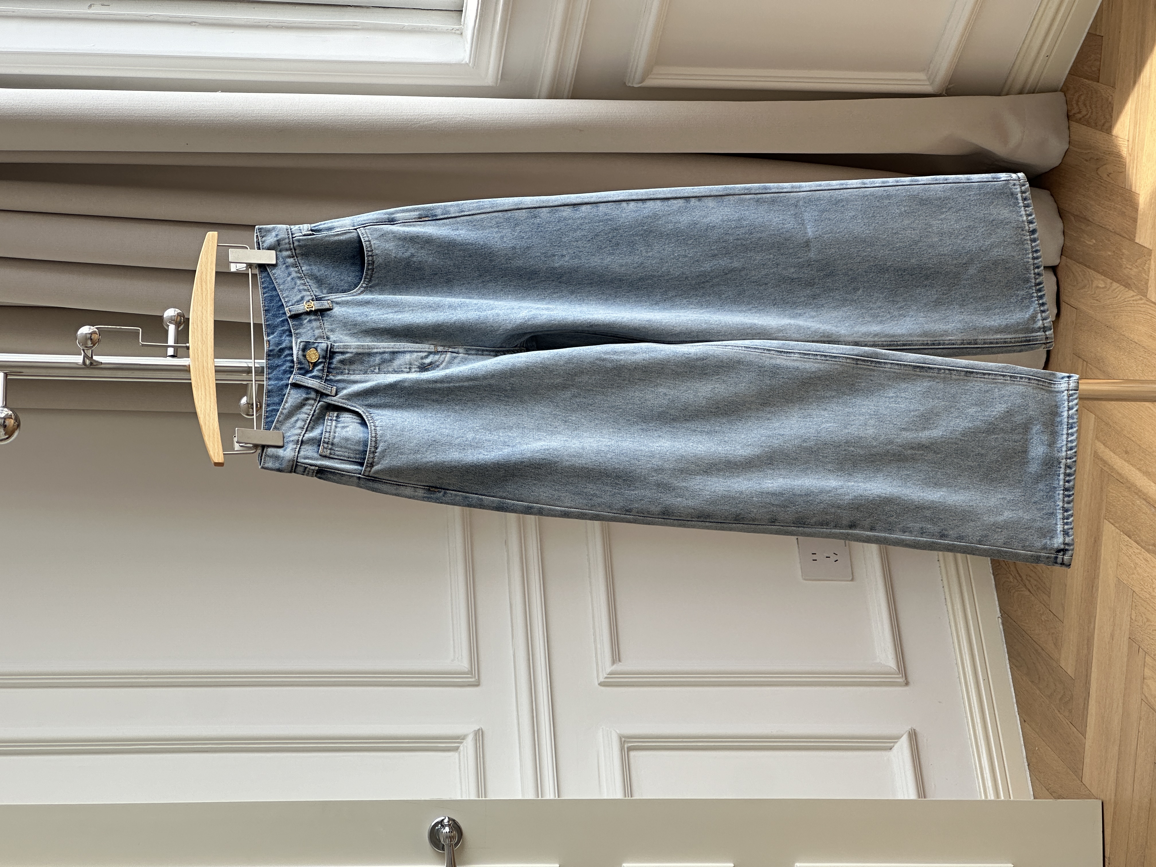 Light Wash High Waist Wide Leg Floor-length Jeans