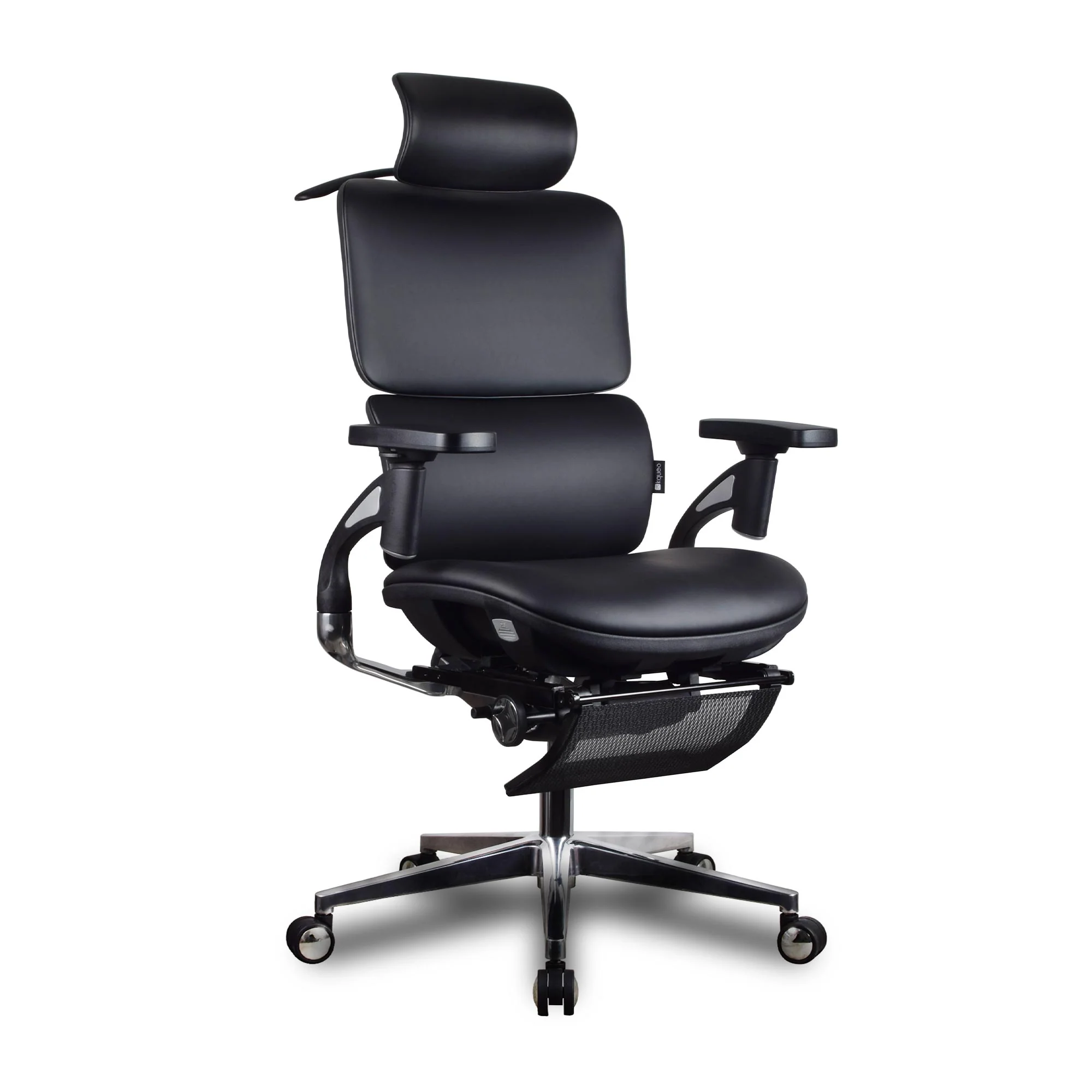 Chaise ergonomique de bureau - TERRANA PREMIUM Noire en cuir reconstitué