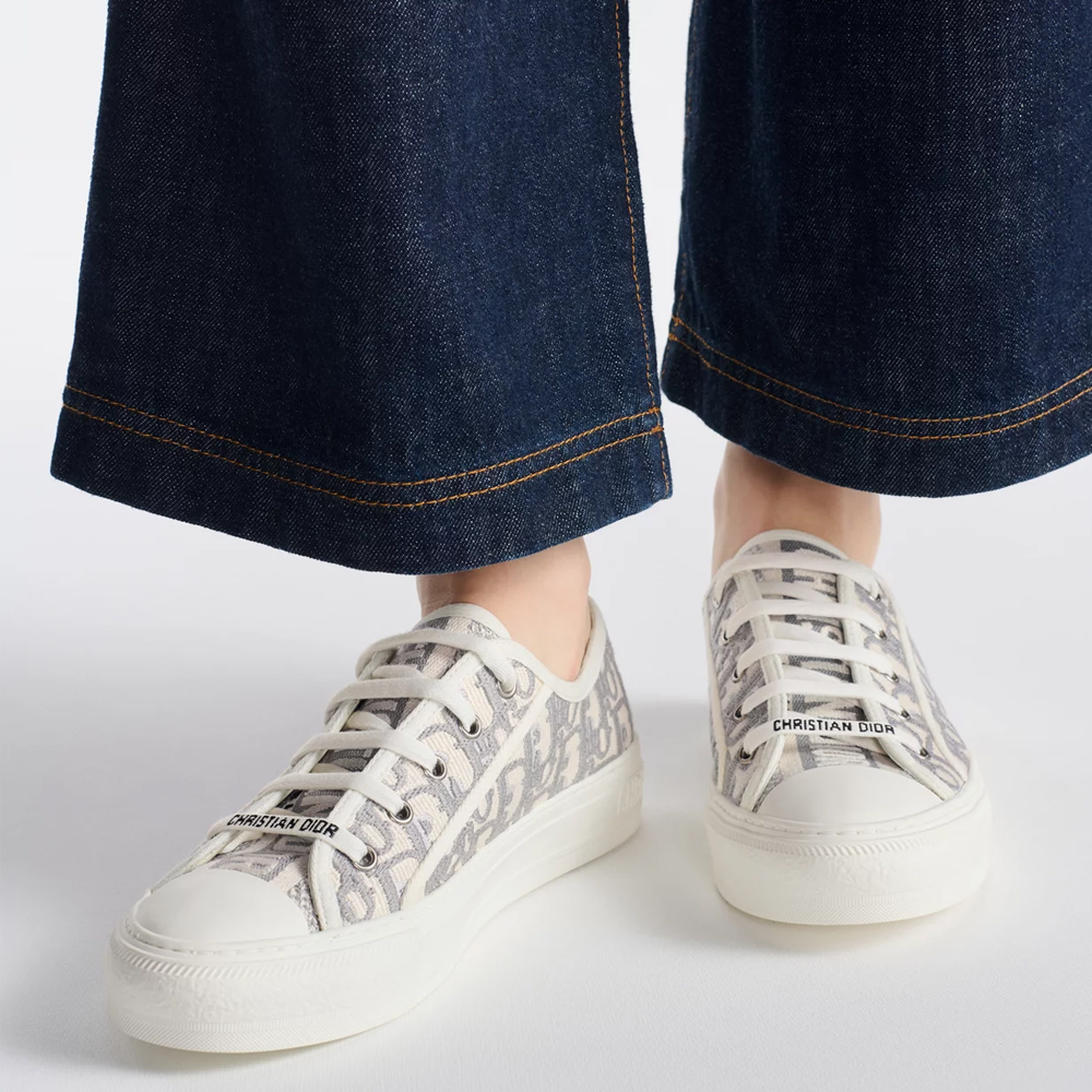 Dior Walk'n'Dior Sneaker Stone Gray Oblique Embroidered Cotton