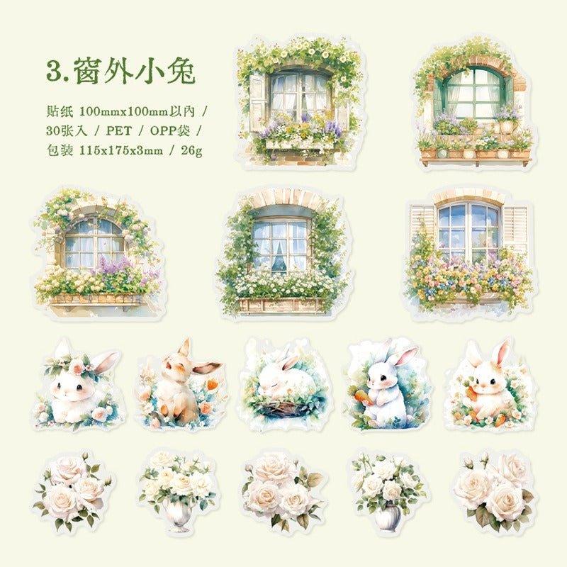 1103 PET Sticker Packs Passing By Window Sill Series