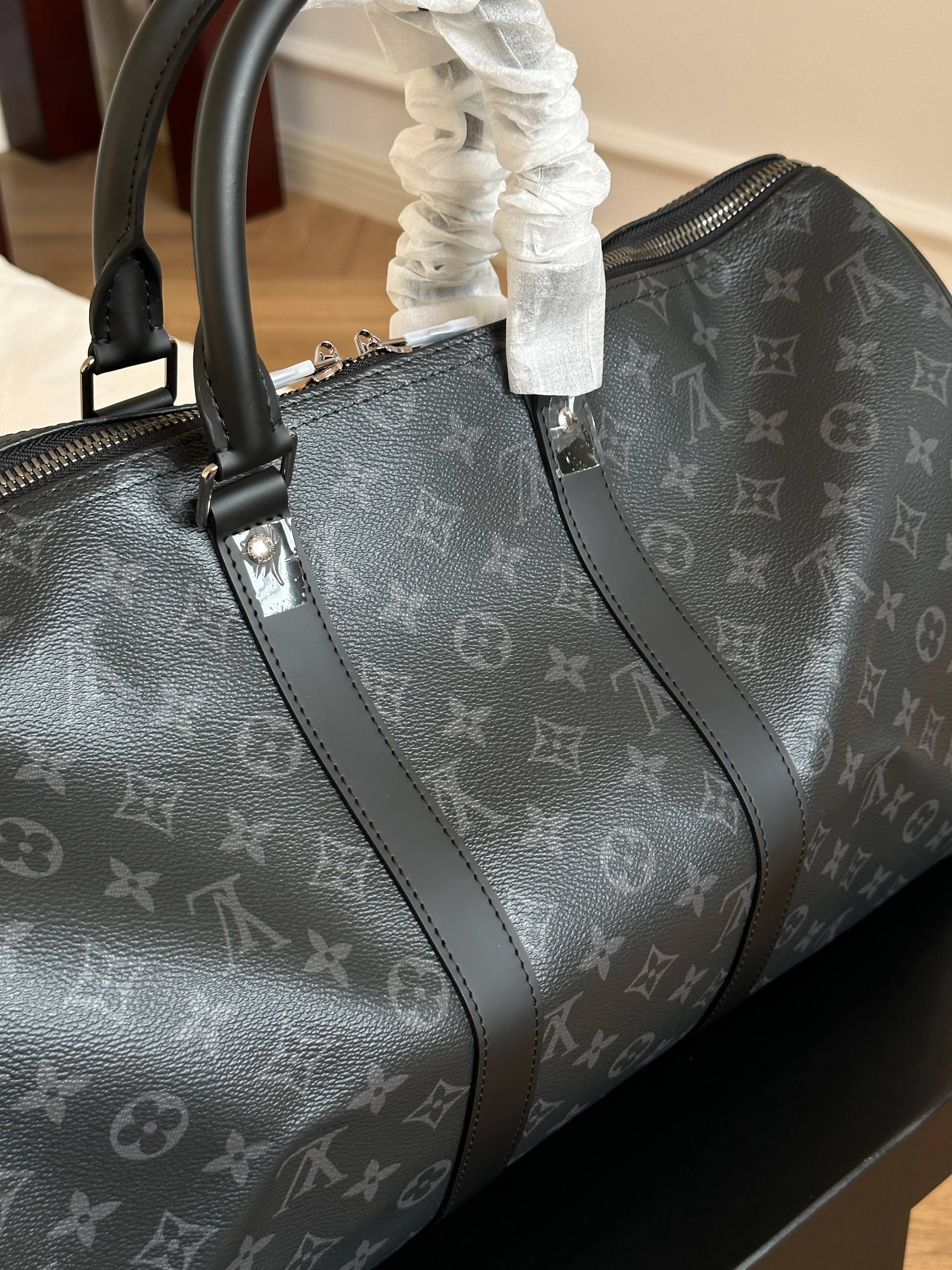 Louis Vuitton Monogram Eclipse Keepall Duffle Travel Bag