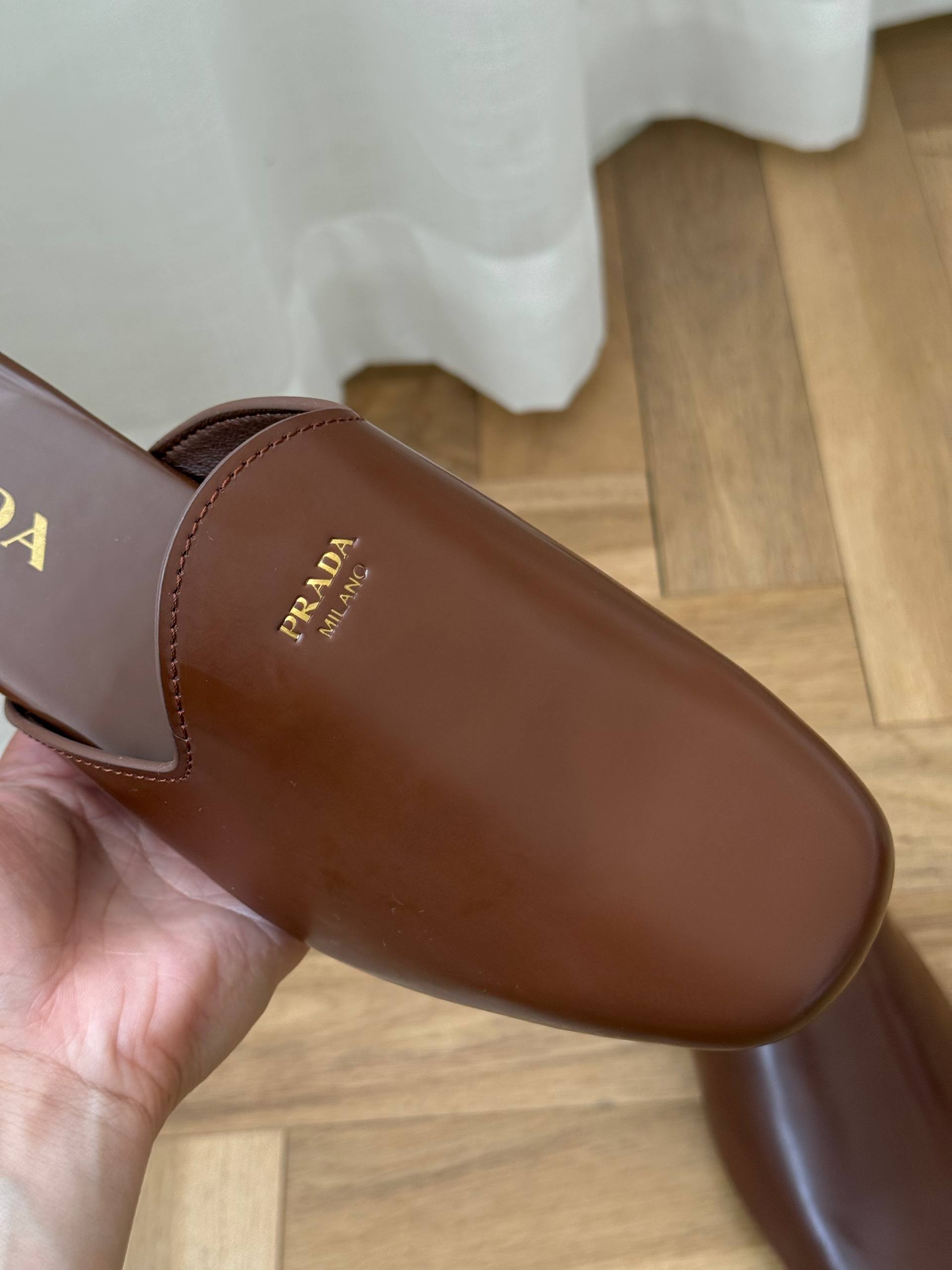Prada Brushed Leather Mules